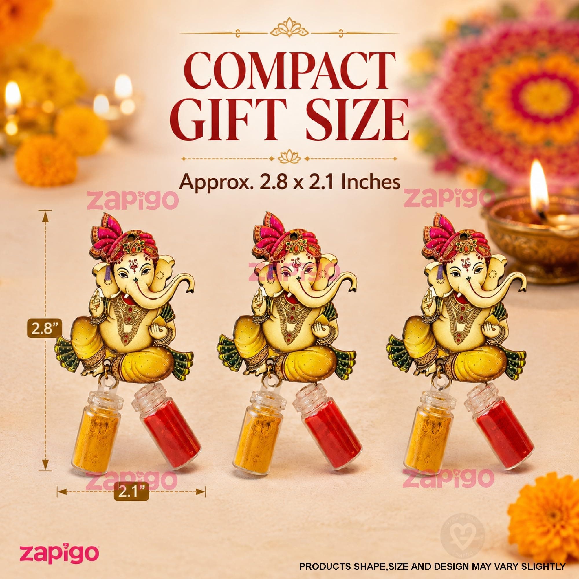 Habba Ganesha Kumkum Set, Traditional Haldi Kumkum Tambulam Return Gift for Women, Ideal for Weddings, Varalakshmi Vratham, Baby Showers, Navratri, Gruhapravesam, Sankranti, Pongal, Pack of 5 thumbnail 3
