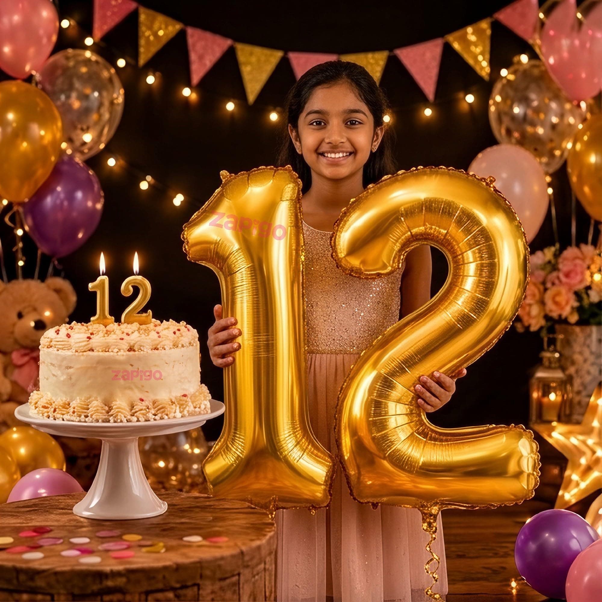 Balloonistics Gold 40-Inch Foil Number 12 Balloon with Matching Number Candle - Combo Set for 12th Birthday, Anniversary, Party Decoration, Cake Table Decor, Photo Booth Backdrop thumbnail 1