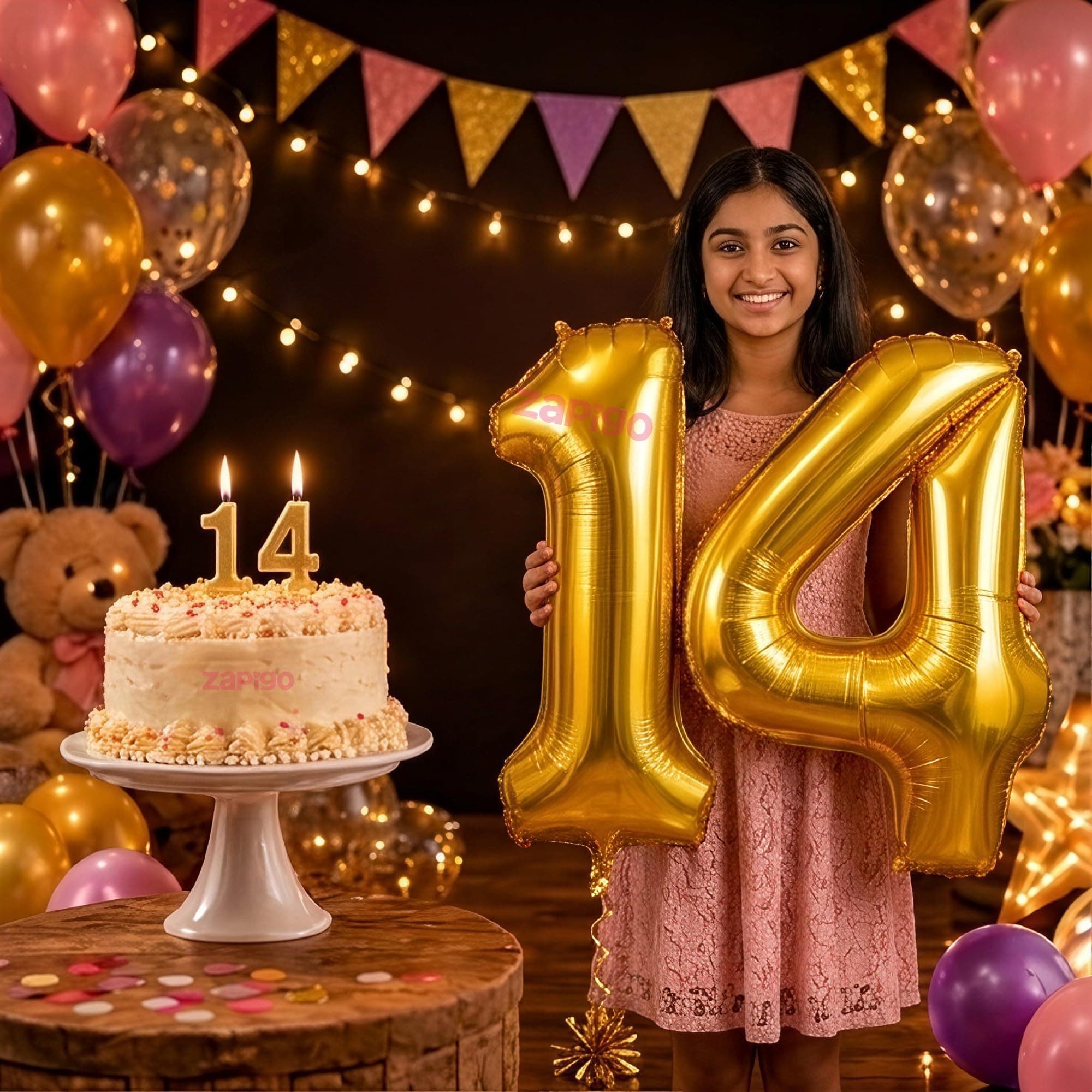 Balloonistics Gold 40-Inch Foil Number 14 Balloon with Matching Number Candle - Combo Set for 14th Birthday, Anniversary, Party Decoration, Photo Booth Backdrop, Cake Table Decor thumbnail 1