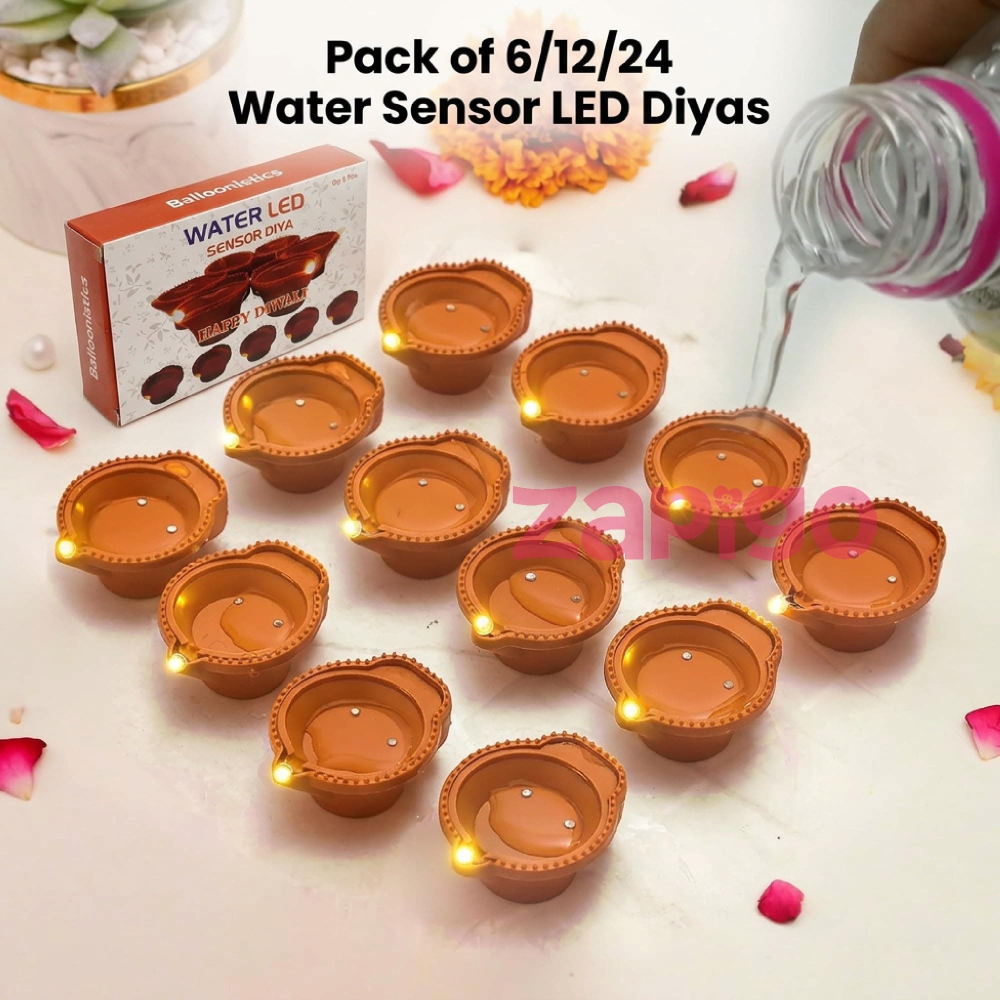 Habba Diwali LED Diya Lights (Water LED Diya Pack of 24) thumbnail 5