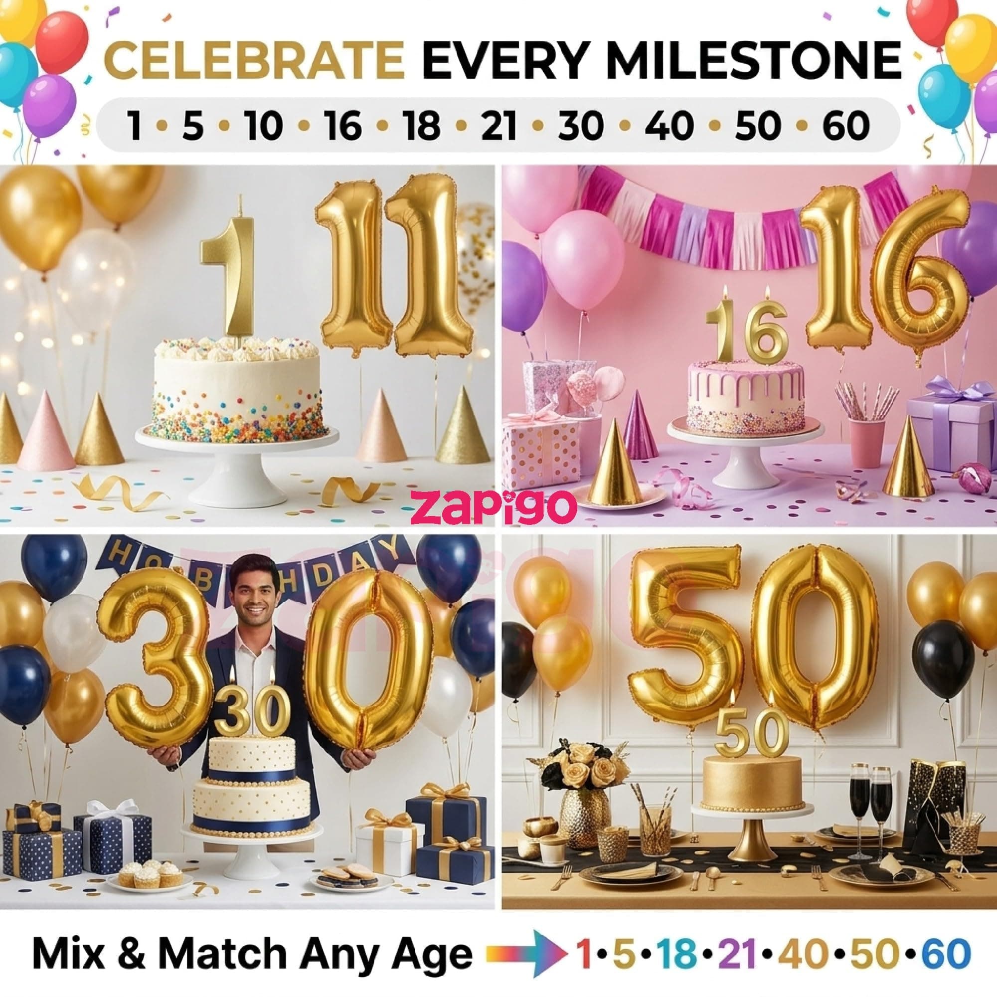 Balloonistics Gold 40-Inch Foil Number 20 Balloon with Matching Number Candle - Combo Set for 20th Birthday, Anniversary, Party Decoration, Photo Booth Backdrop, Cake Table Decor thumbnail 8