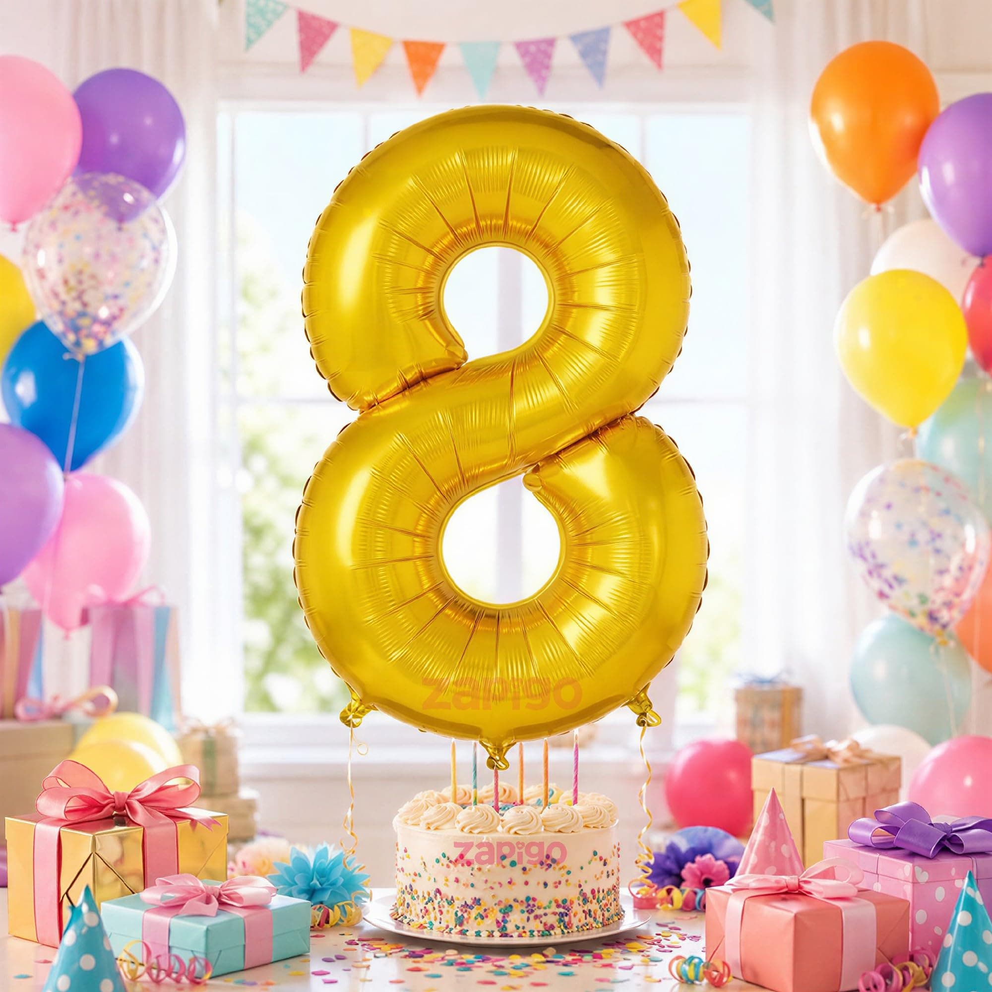Balloonistics Gold Foil Number 8 Balloon – 16 Inch Golden Foil Number for Custom Age, Year & Phrase Party Decoration (Number 8) thumbnail 1