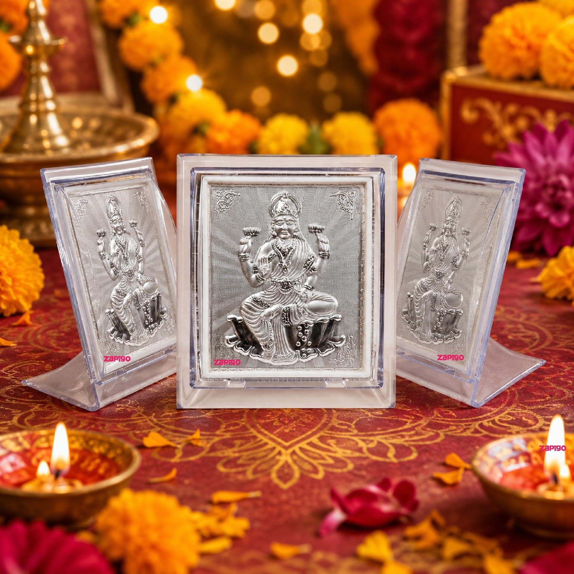 Habba Lakshmi Frame 999 Silver Pooja Return Gift for Women, Traditional Tambulam Hamper for Varalakshmi Vratham, Deepavali, Weddings, Navratri, Griha Pravesh, Baby Showers, Pack of 10 thumbnail 1