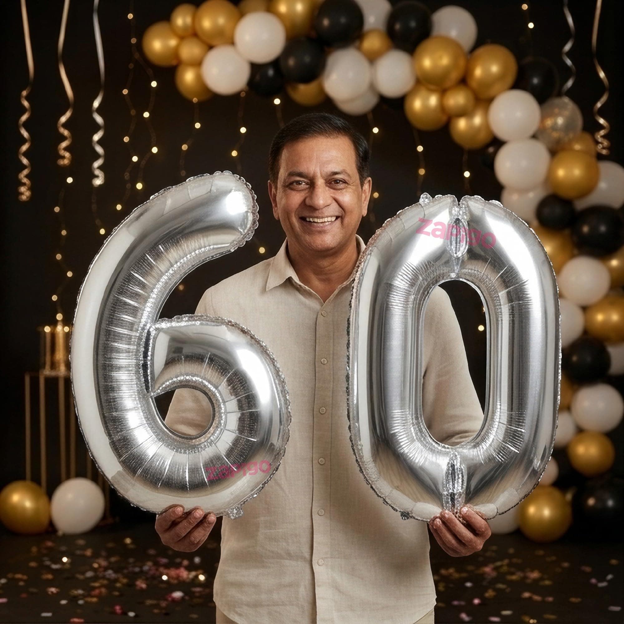 Balloonistics Silver 40-Inch Foil Number 60 Balloon - Helium or Air Fill for 60th Birthday, Anniversary, Retirement Party Decoration, Photo Booth Backdrop, Cake Table Decor thumbnail 1