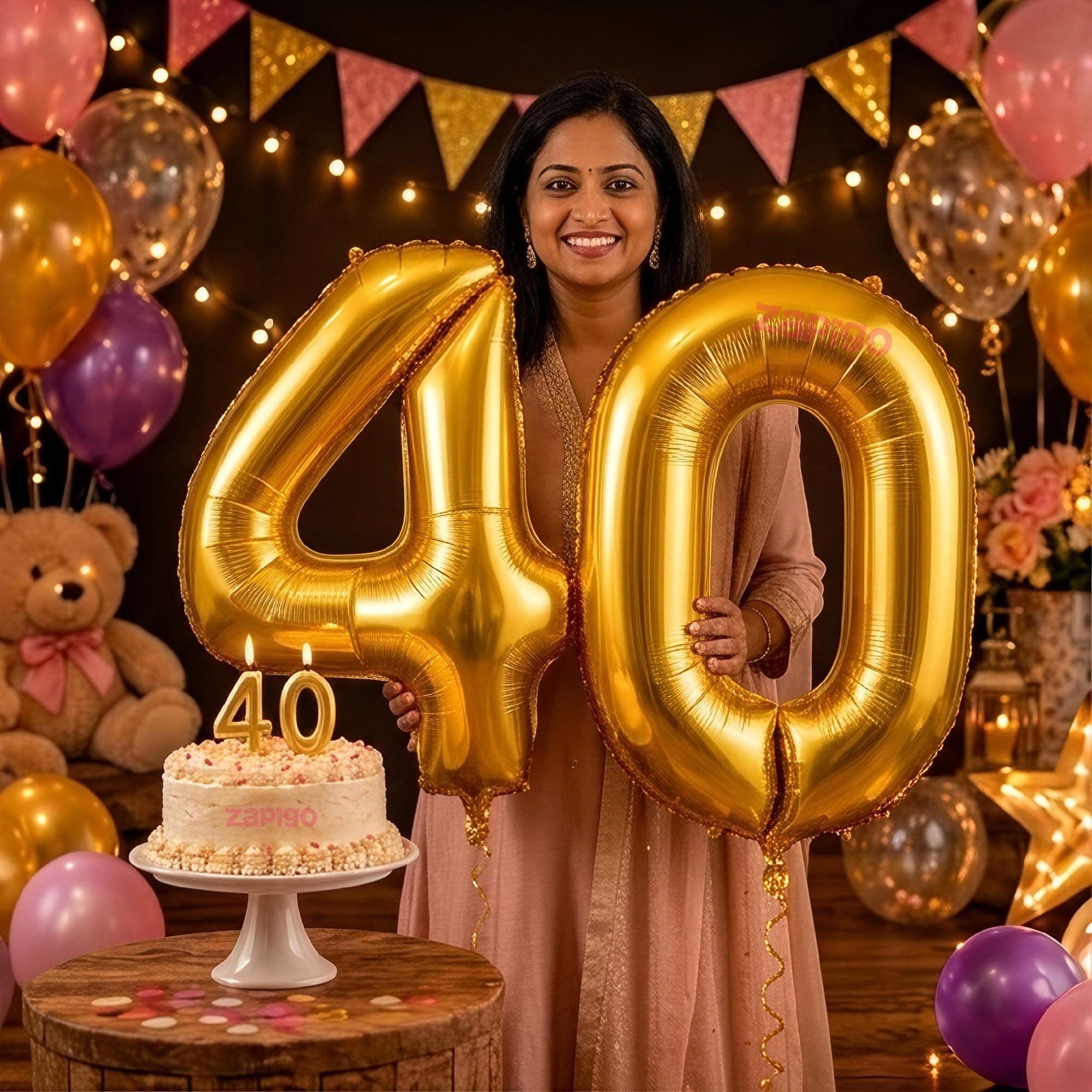 Balloonistics Gold 40-Inch Foil Number 40 Balloon with Matching Number Candle - Combo Set for 40th Birthday, Anniversary, Party Decoration, Photo Booth Backdrop, Cake Table Decor thumbnail 1