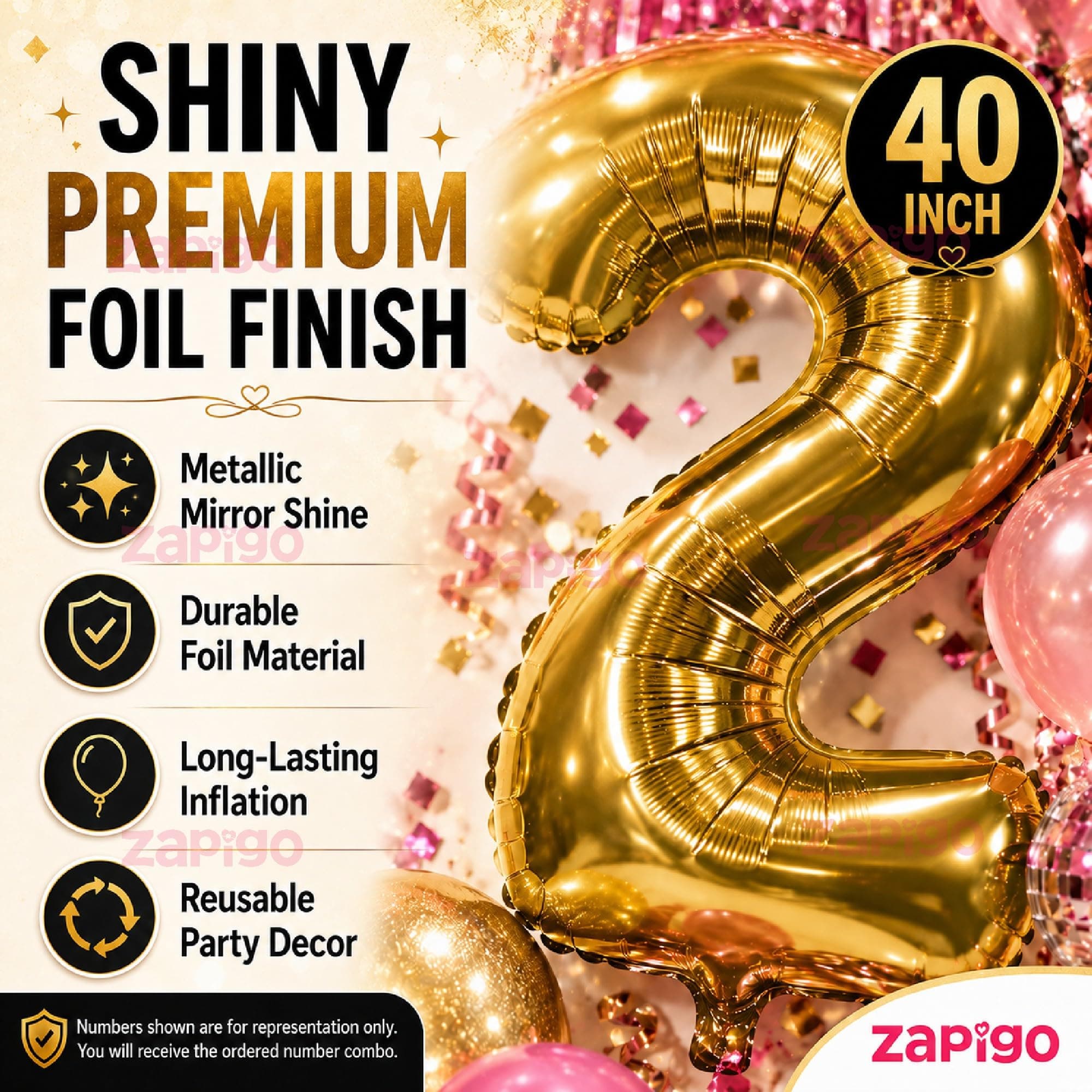 Balloonistics Gold 40-Inch Foil Number 12 Balloon - Helium or Air Fill for 12th Birthday, Anniversary Party Decoration, Photo Booth Backdrop, Cake Table Decor thumbnail 2