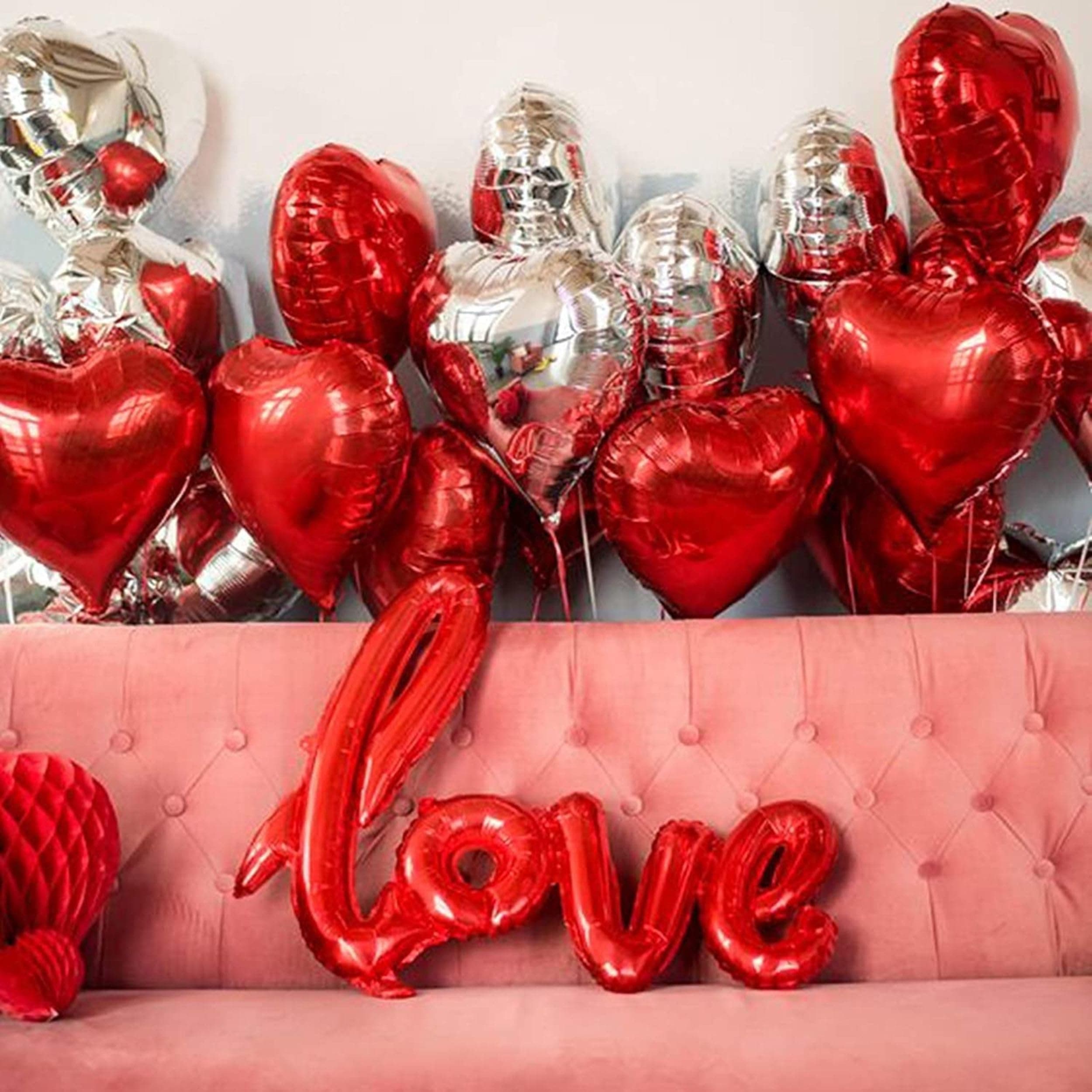 Balloonistics Romantic Love Decoration Kit - 12 Pcs Red Heart & Love Foil Balloon Set - Perfect for Valentine’s Day, Anniversaries & Proposals thumbnail 2