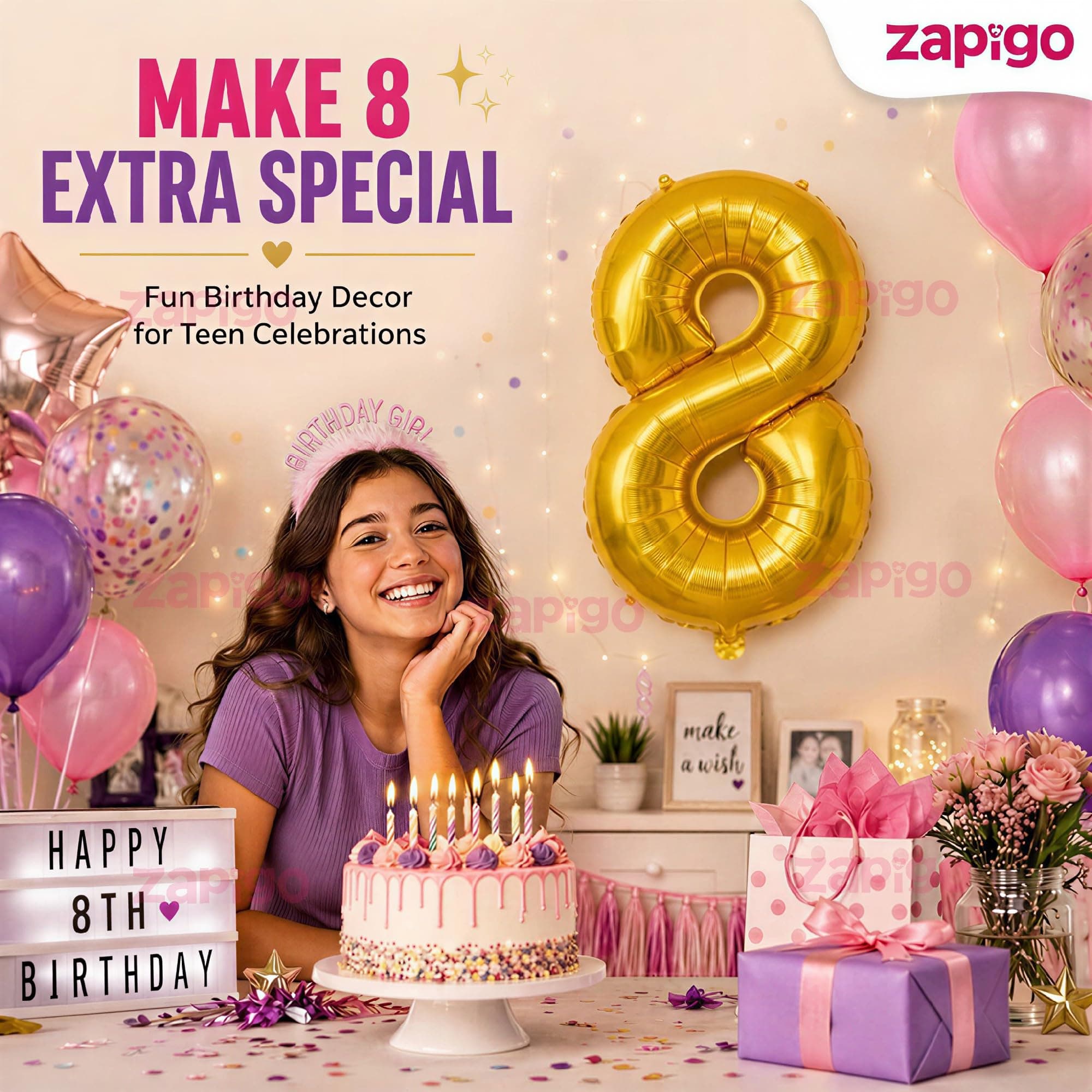Balloonistics Gold Foil Number 8 Balloon – 16 Inch Golden Foil Number for Custom Age, Year & Phrase Party Decoration (Number 8) thumbnail 5