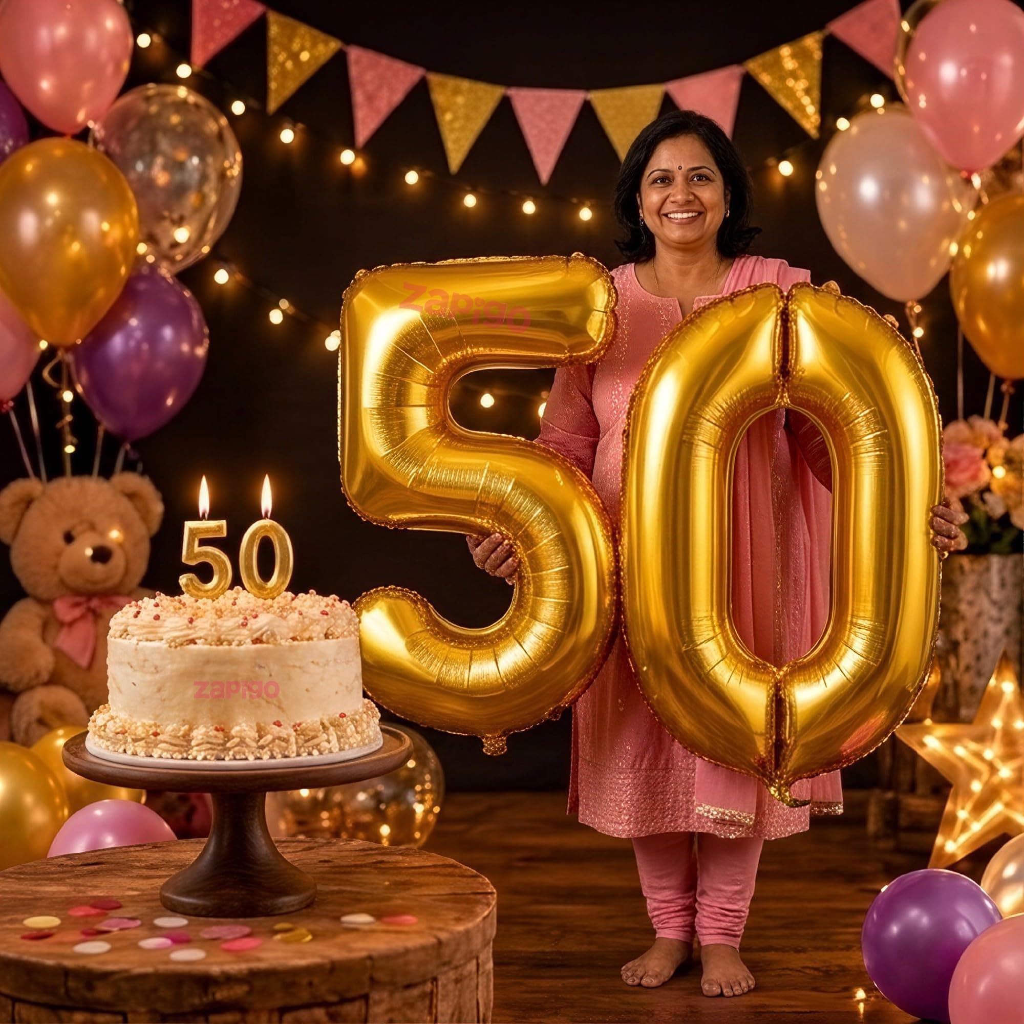 Balloonistics Gold 40-Inch Foil Number 50 Balloon with Matching Number Candle - Combo Set for 50th Birthday, Anniversary, Party Decoration, Photo Booth Backdrop, Cake Table Decor thumbnail 1
