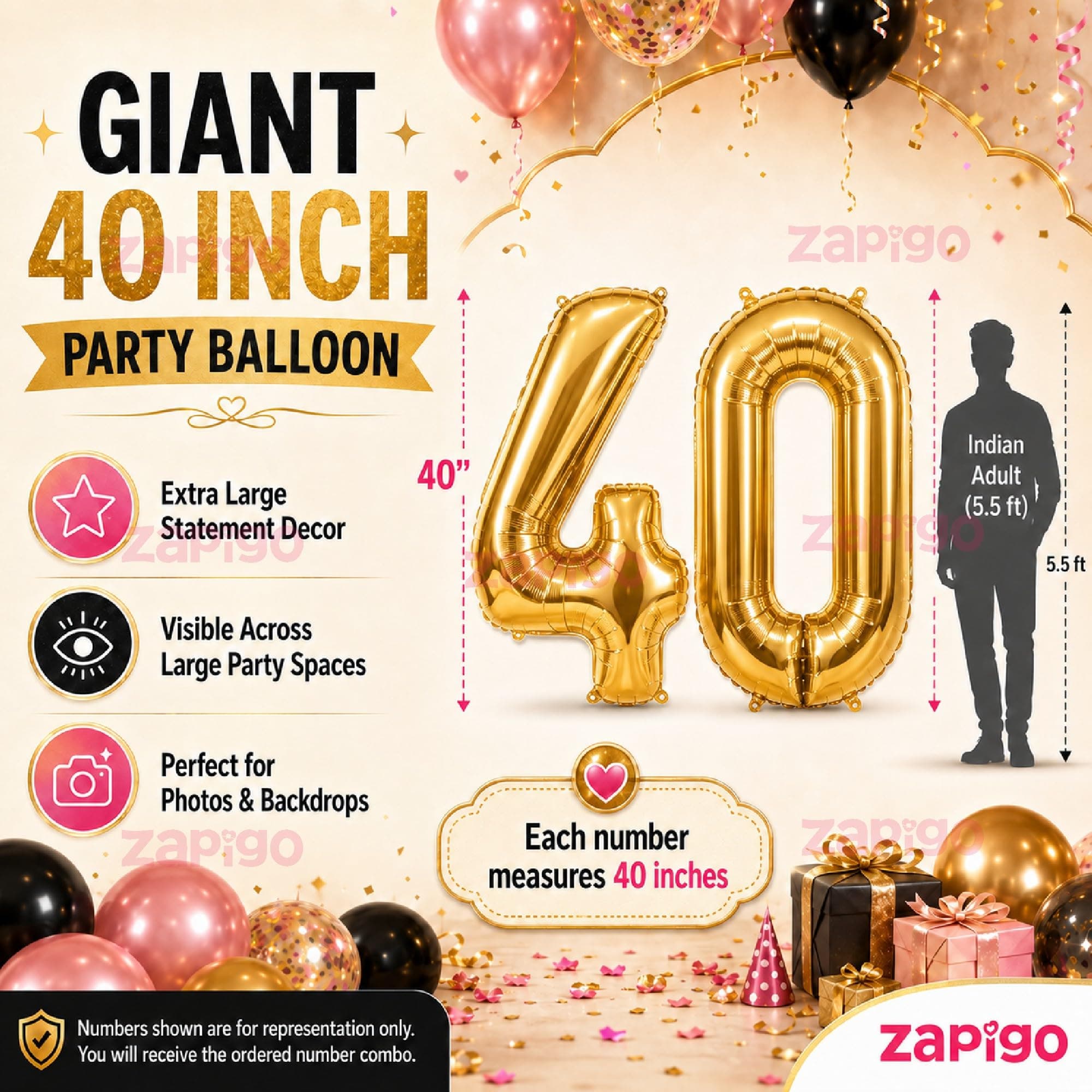 Balloonistics Gold 40-Inch Foil Number 21 Balloon - Helium or Air Fill for 21st Birthday, Anniversary Party Decoration, Photo Booth Backdrop, Cake Table Decor thumbnail 4