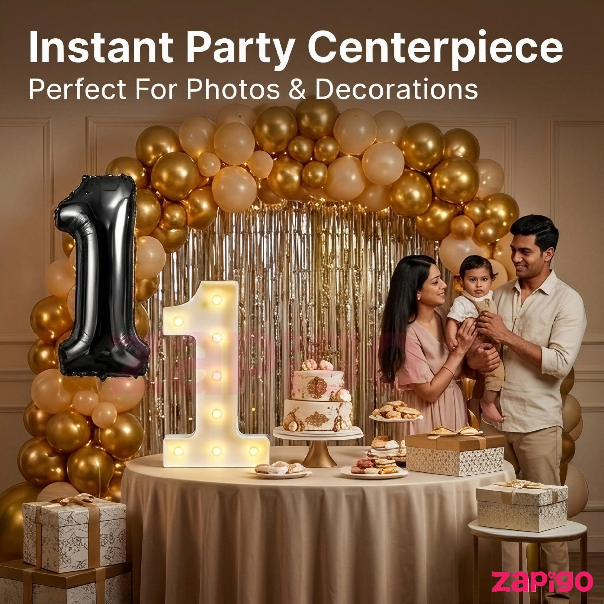 Balloonistics Black 40-Inch Foil Number 5 Balloon with Matching LED Marquee Light - Combo Set for 5th Birthday, Anniversary, Party Decoration, Photo Booth Backdrop thumbnail 5