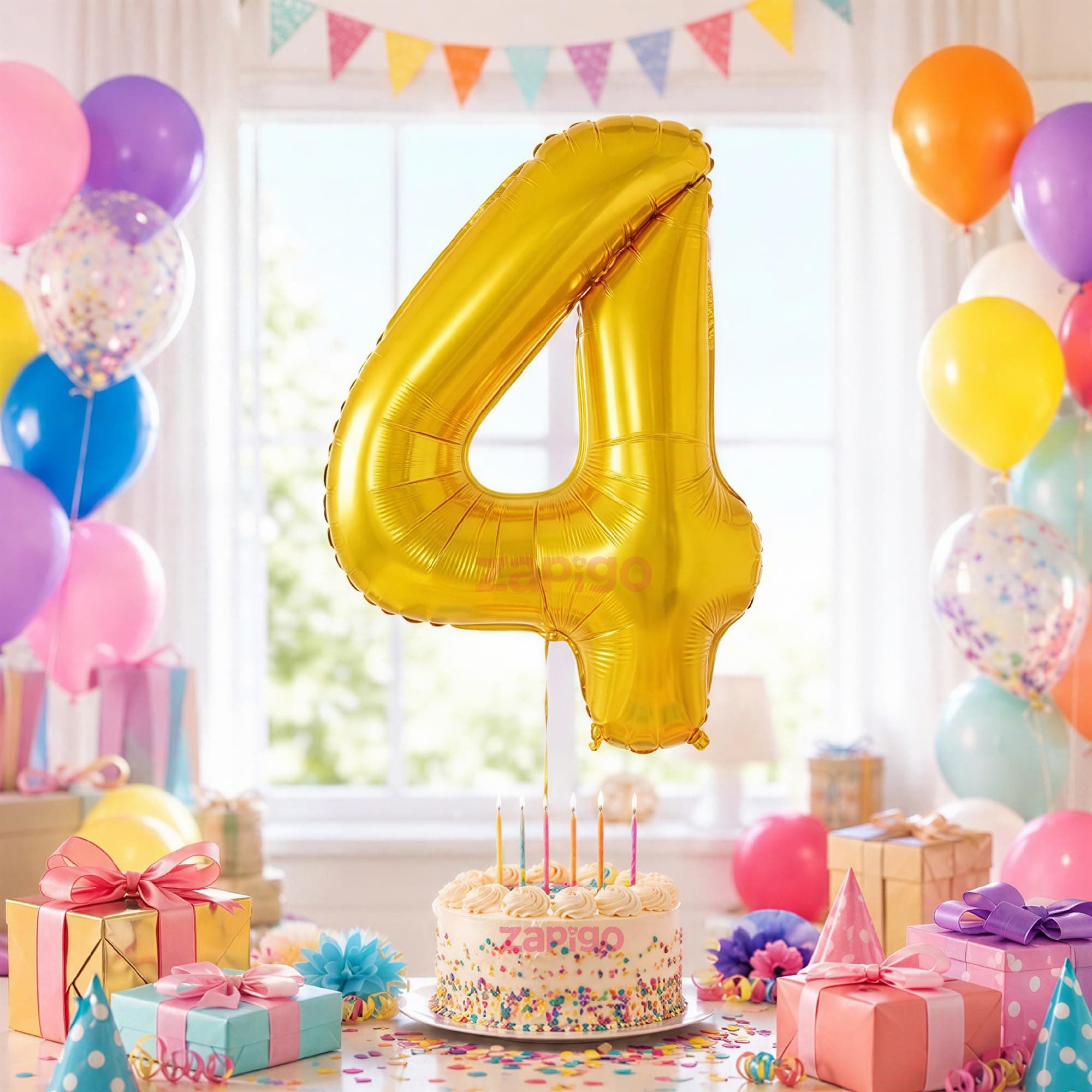 Balloonistics Gold Foil Number 4 Balloon – 16 Inch Golden Foil Number for Custom Age, Year & Phrase Party Decoration (Number 4) thumbnail 1