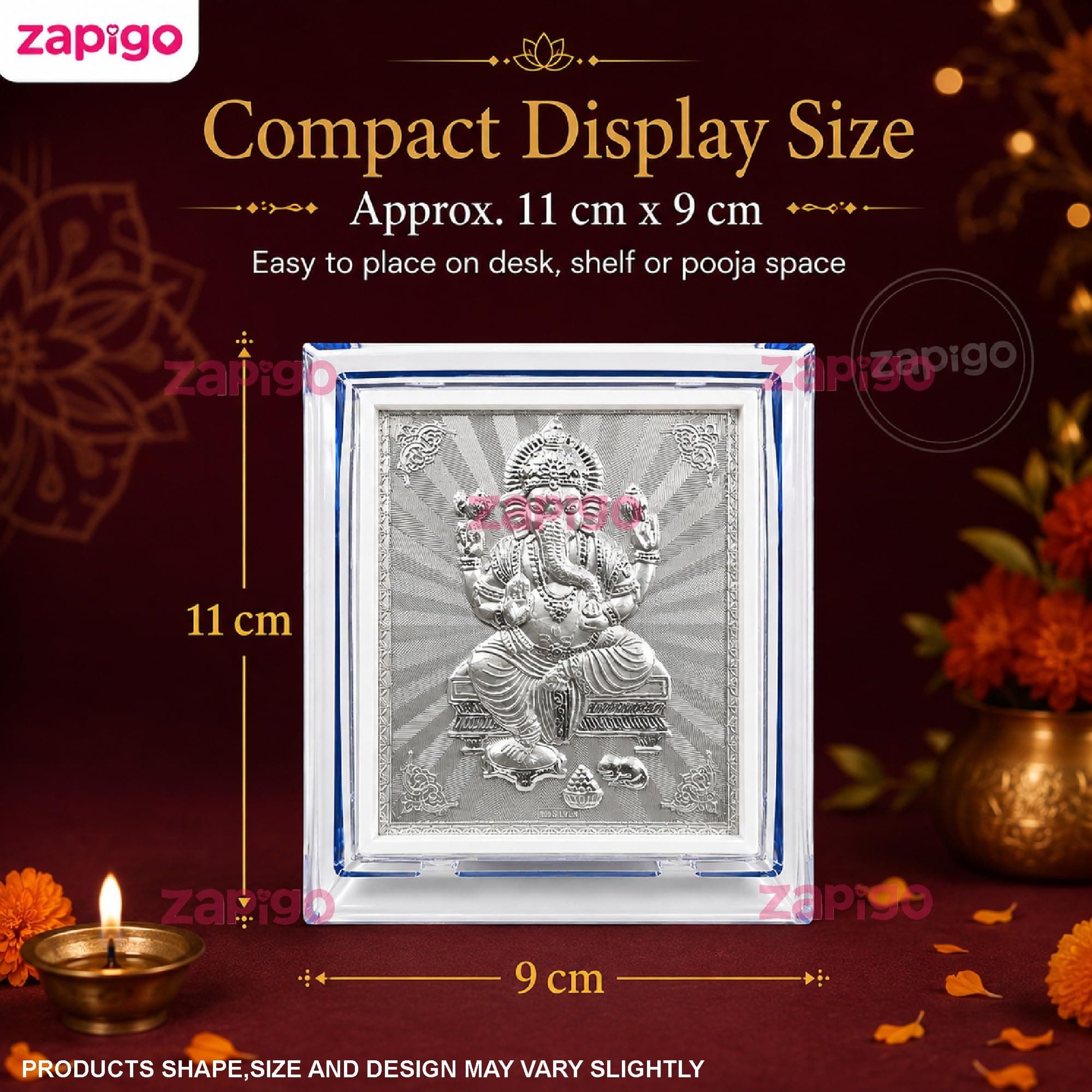 Habba Ganesha Frame Pooja Return Gift Combo for Women, Silver-Finish Vinayaka Acrylic Frame with Stand, Traditional Haldi Kumkum Tambulam Hamper for Ganesh Chaturthi, Gruhapravesam, Pack of 10 thumbnail 2