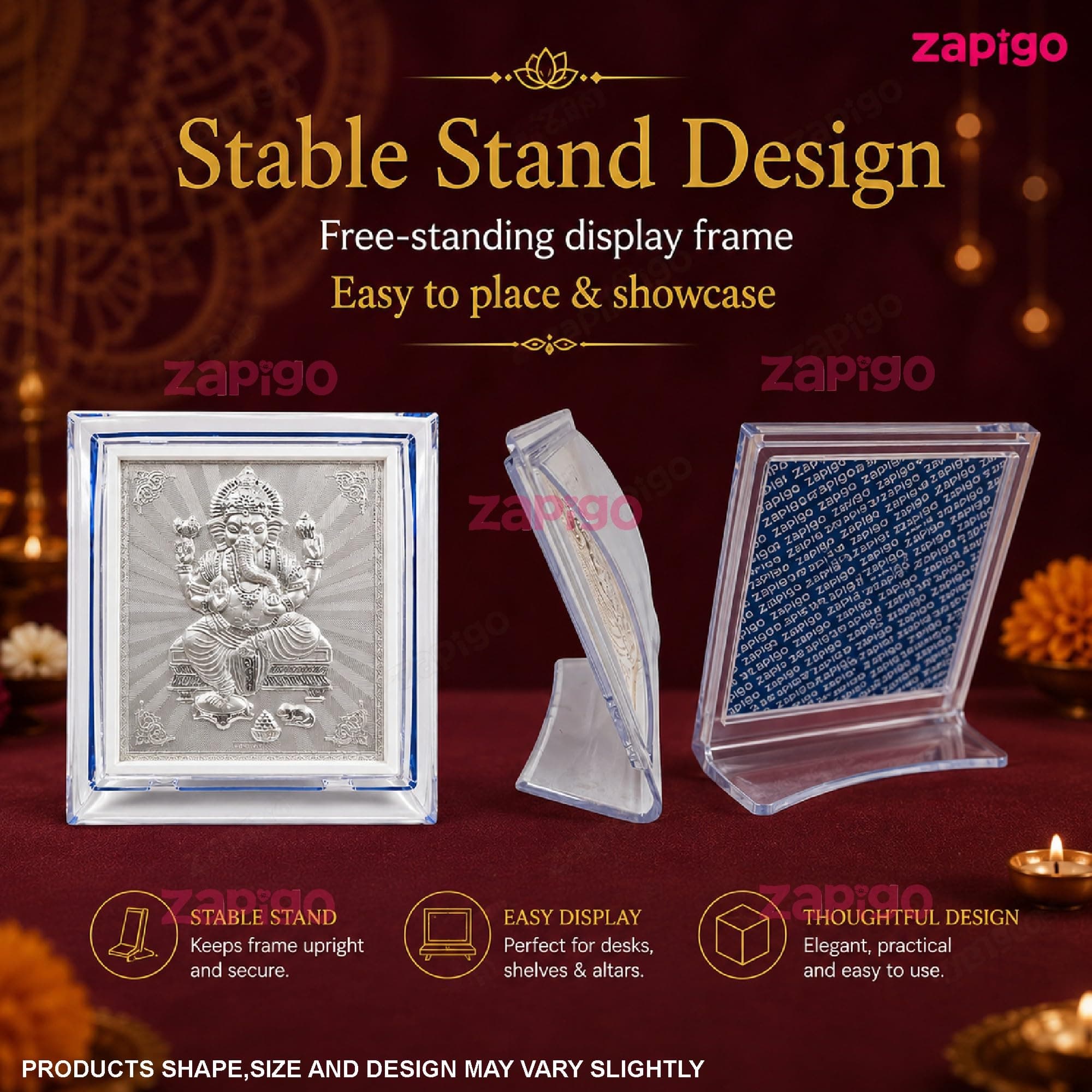 Habba Ganesha Frame Pooja Return Gift Combo for Women, Silver-Finish Vinayaka Acrylic Frame with Stand, Traditional Haldi Kumkum Tambulam Hamper for Ganesh Chaturthi, Gruhapravesam, Pack of 10 thumbnail 5