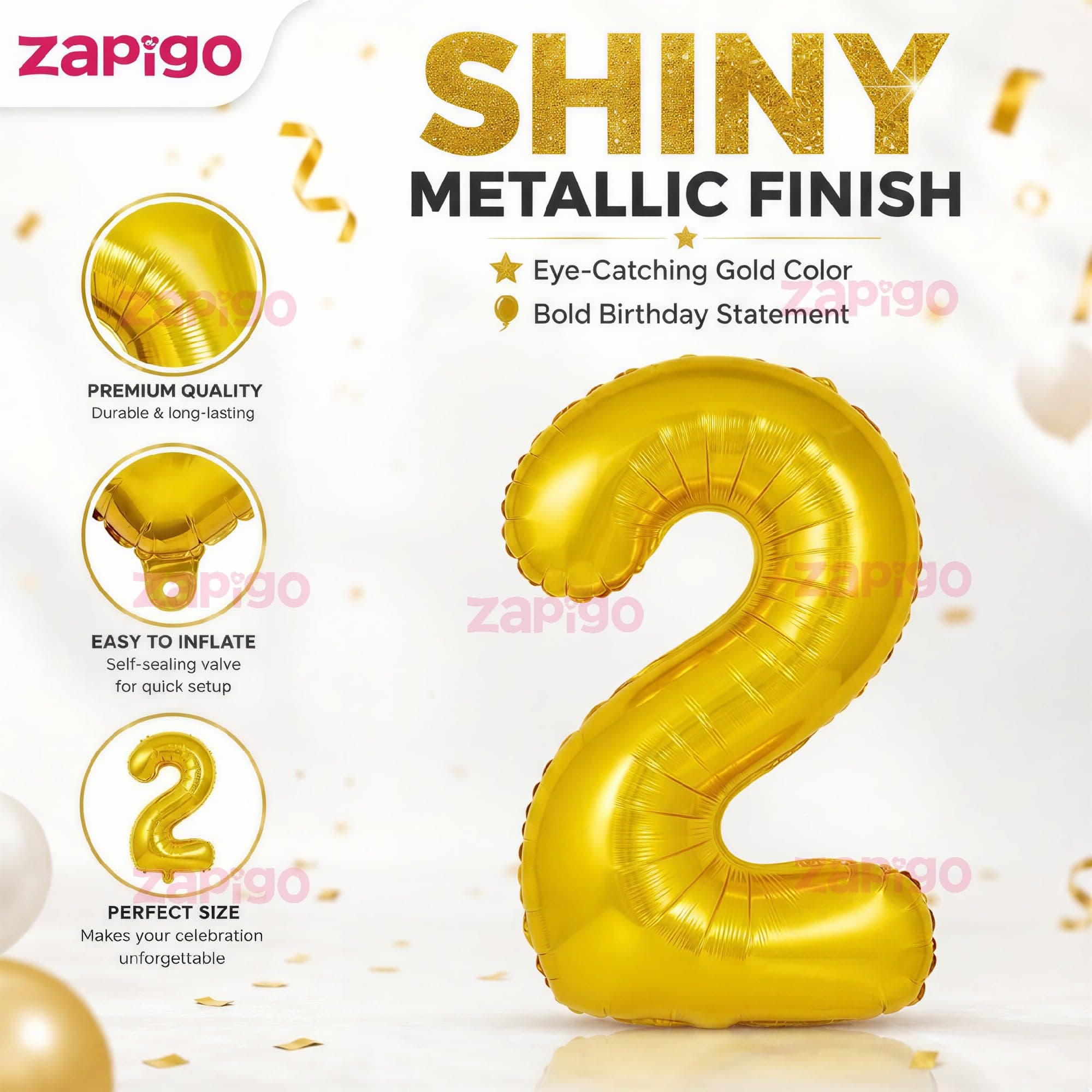 Balloonistics Gold Foil Number 2 Balloon – 16 Inch Golden Foil Number for Custom Age, Year & Phrase Party Decoration (Number 2) thumbnail 7