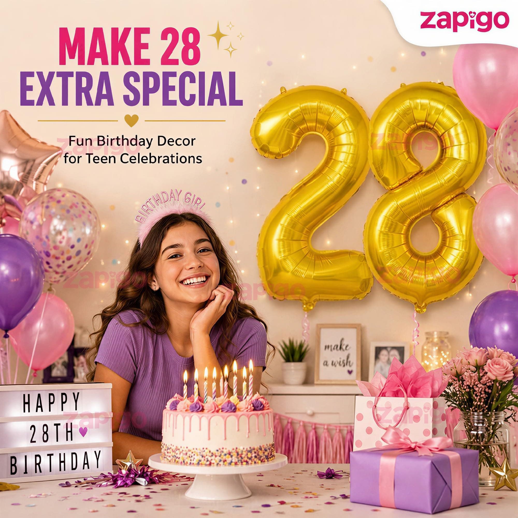 Balloonistics Gold Foil Number 28 Balloon | 16 Inch | Birthday & Anniversary Party Decoration thumbnail 5