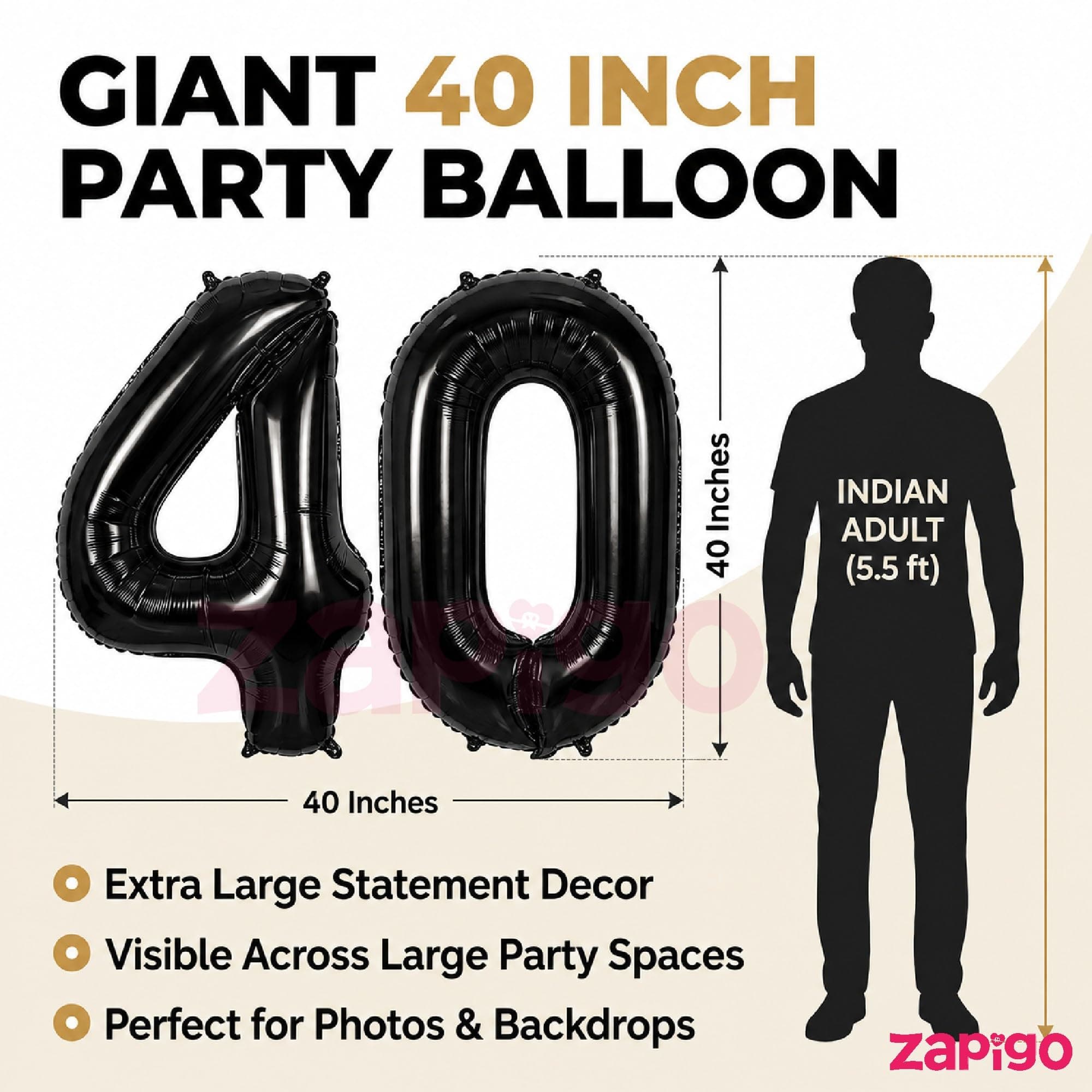 Balloonistics Black 40-Inch Foil Number 19 Balloon with Matching LED Marquee Light - Combo Set for 19th Birthday, Anniversary, Party Decoration, Photo Booth Backdrop thumbnail 9