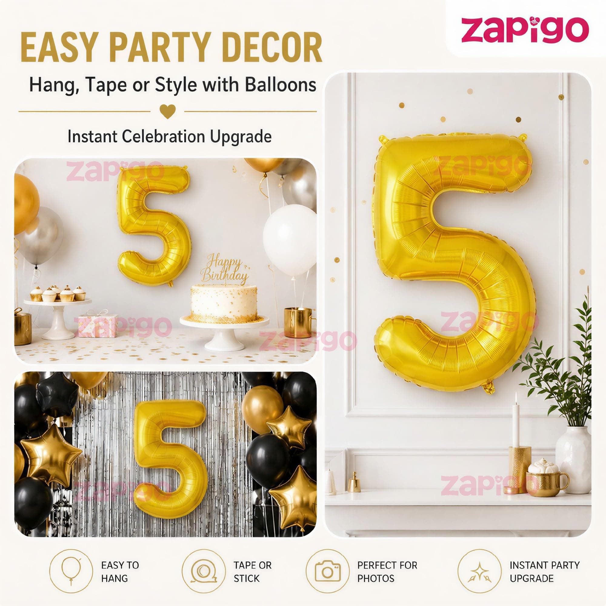 Balloonistics Gold Number 5 Foil Balloon – 16 Inch Number Balloon for 5th Birthday & Anniversary Decorations thumbnail 7