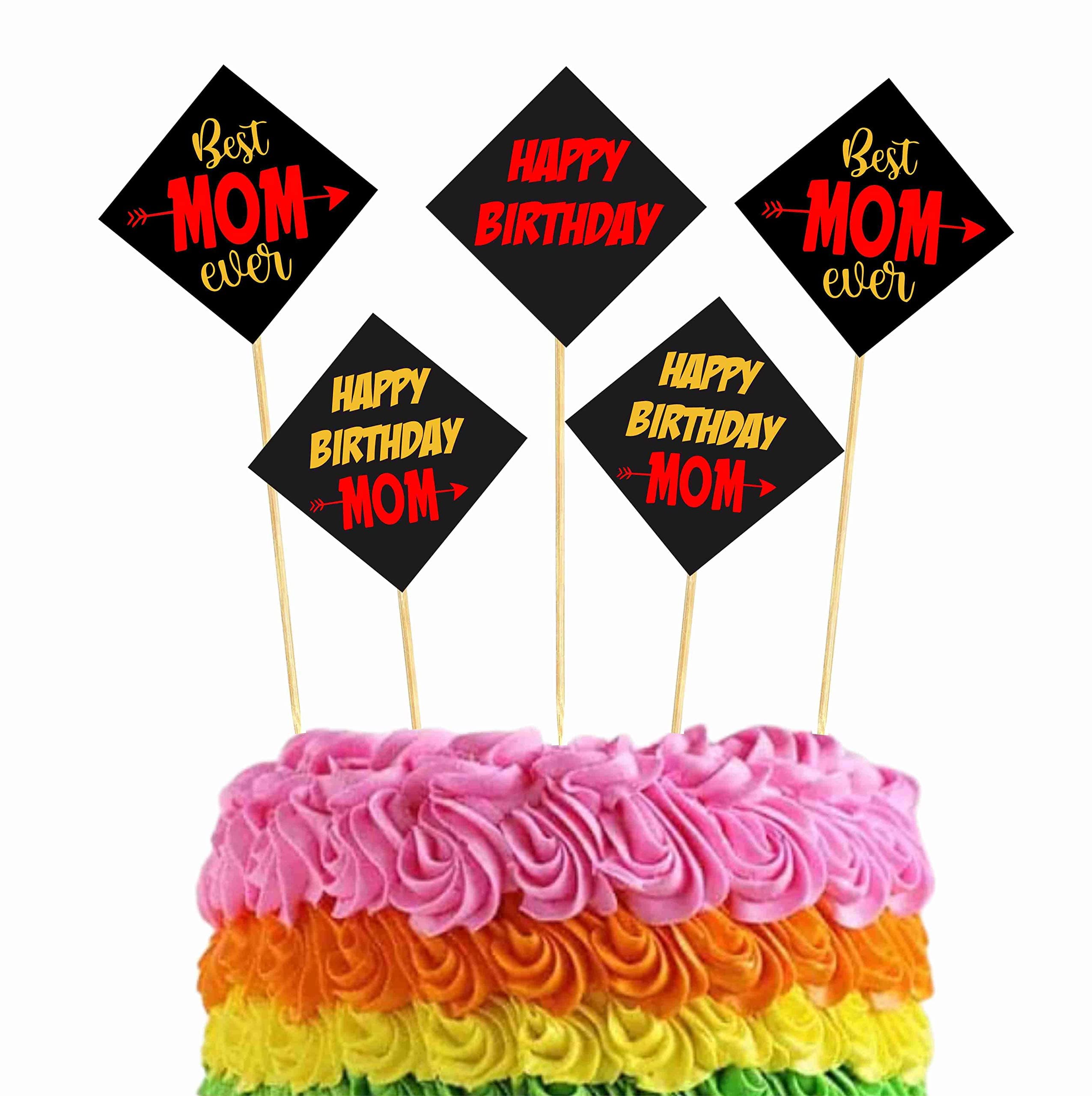Balloonistics Best Mom Ever Cake Toppers Premium Cardstock Dessert Picks with Bamboo Sticks Elegant Decorations for Mother’s Birthday, Mother’s Day (Cake Topper - Pack of 10) thumbnail 1