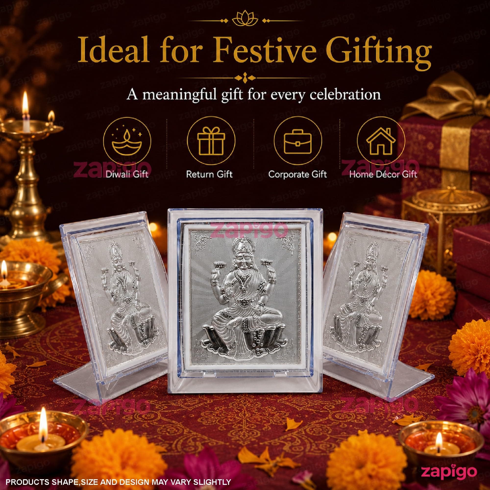 Habba Lakshmi Frame 999 Silver Pooja Return Gift for Women, Traditional Tambulam Hamper for Varalakshmi Vratham, Deepavali, Weddings, Navratri, Griha Pravesh, Baby Showers, Pack of 10 thumbnail 2