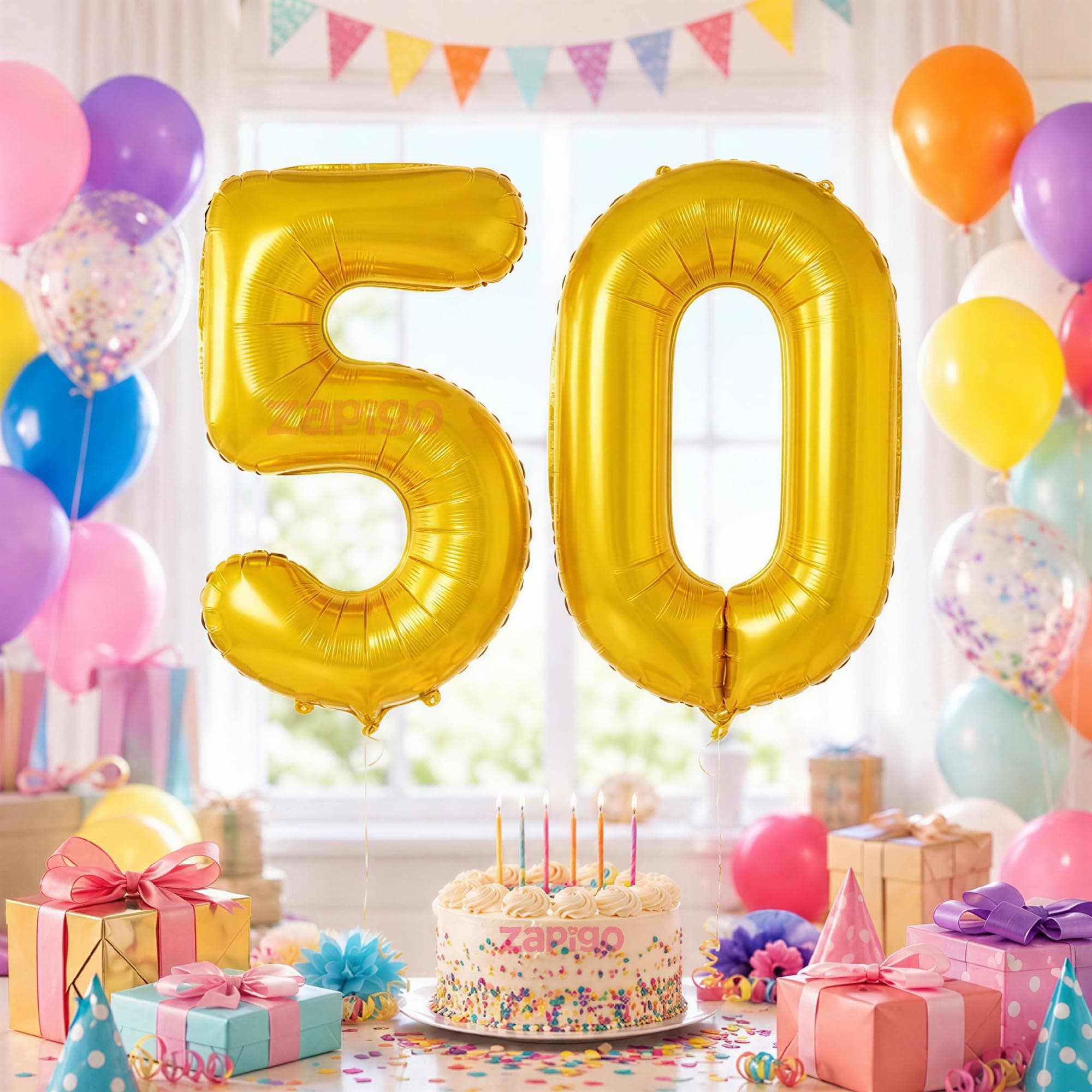 Balloonistics Gold 50 inch foil Number (Gold Number 16 Inches, Number 50)