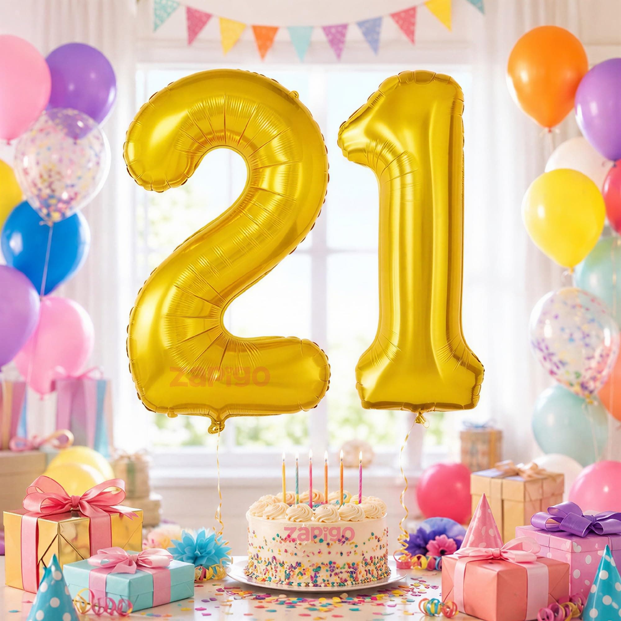 Balloonistics Number 21 Gold Foil Balloon – 17-Inch Metallic Gold “21” Balloon for 21st Birthday, Coming-of-Age & Milestone Party Decorations (Gold, Pack of 2) thumbnail 1
