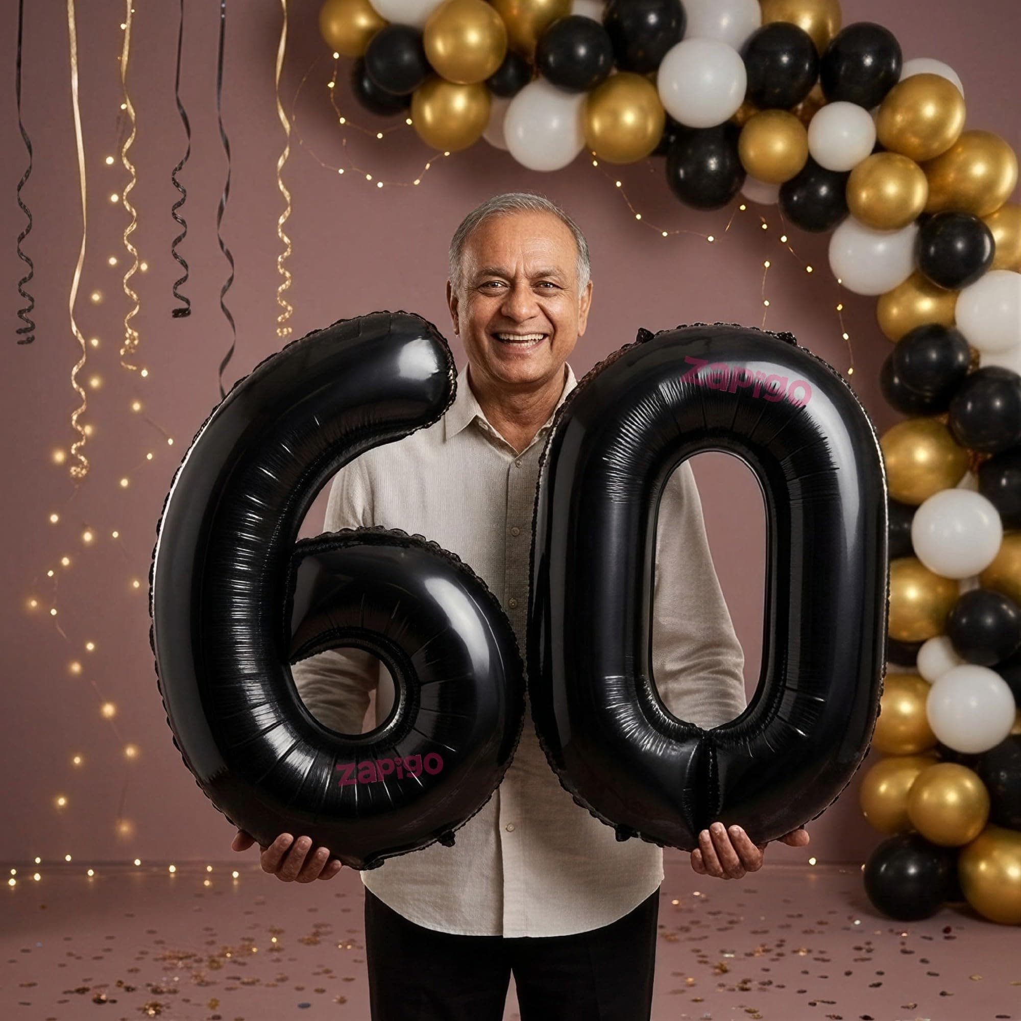 Balloonistics Black 40-Inch Foil Number 60 Balloon - Helium or Air Fill for 60th Birthday, Anniversary, Retirement Party Decoration, Photo Booth Backdrop thumbnail 1