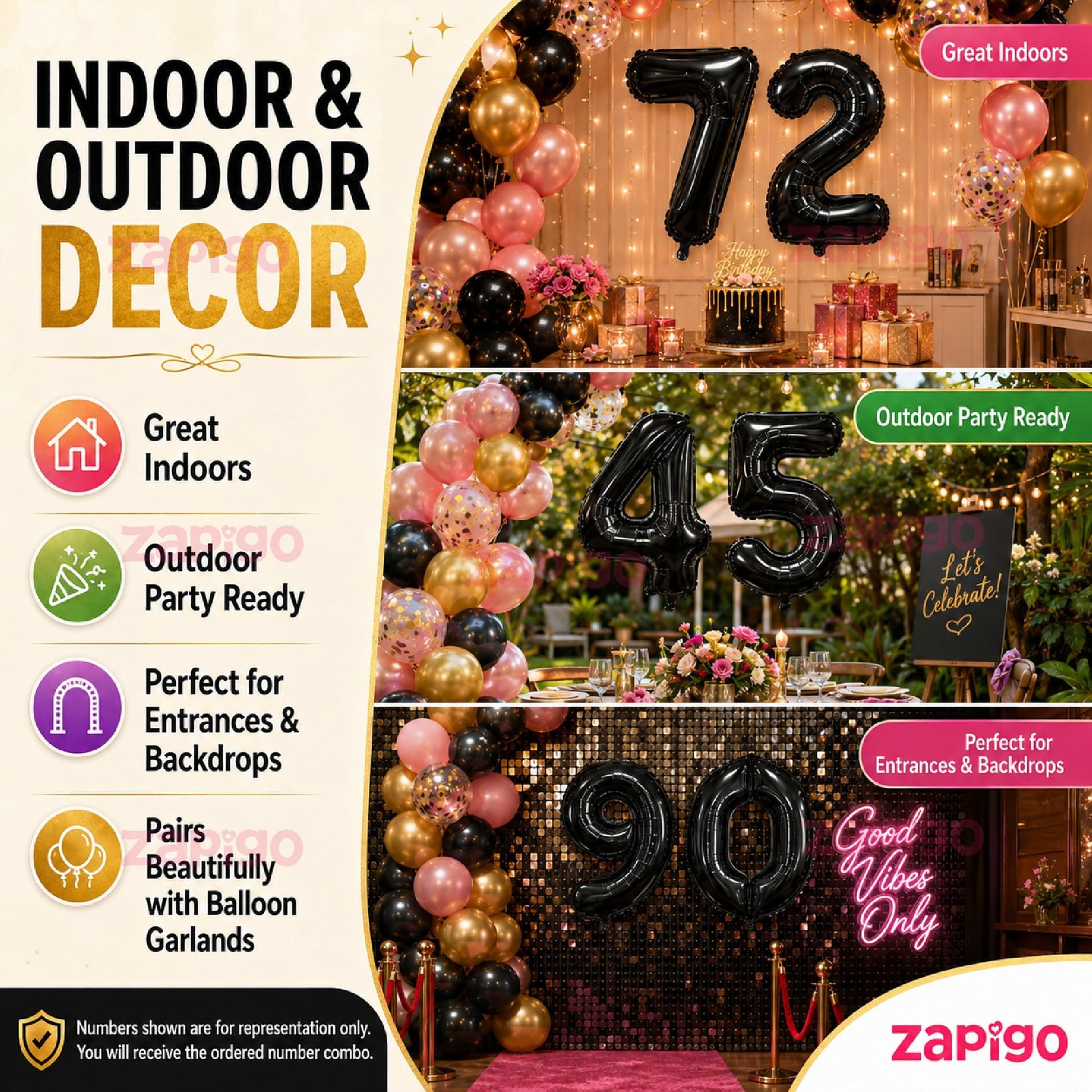 Balloonistics Black 40-Inch Foil Number 3 Balloon - Helium or Air Fill for 3rd Birthday, Anniversary Party Decoration, Photo Booth Backdrop, Cake Table Decor thumbnail 7