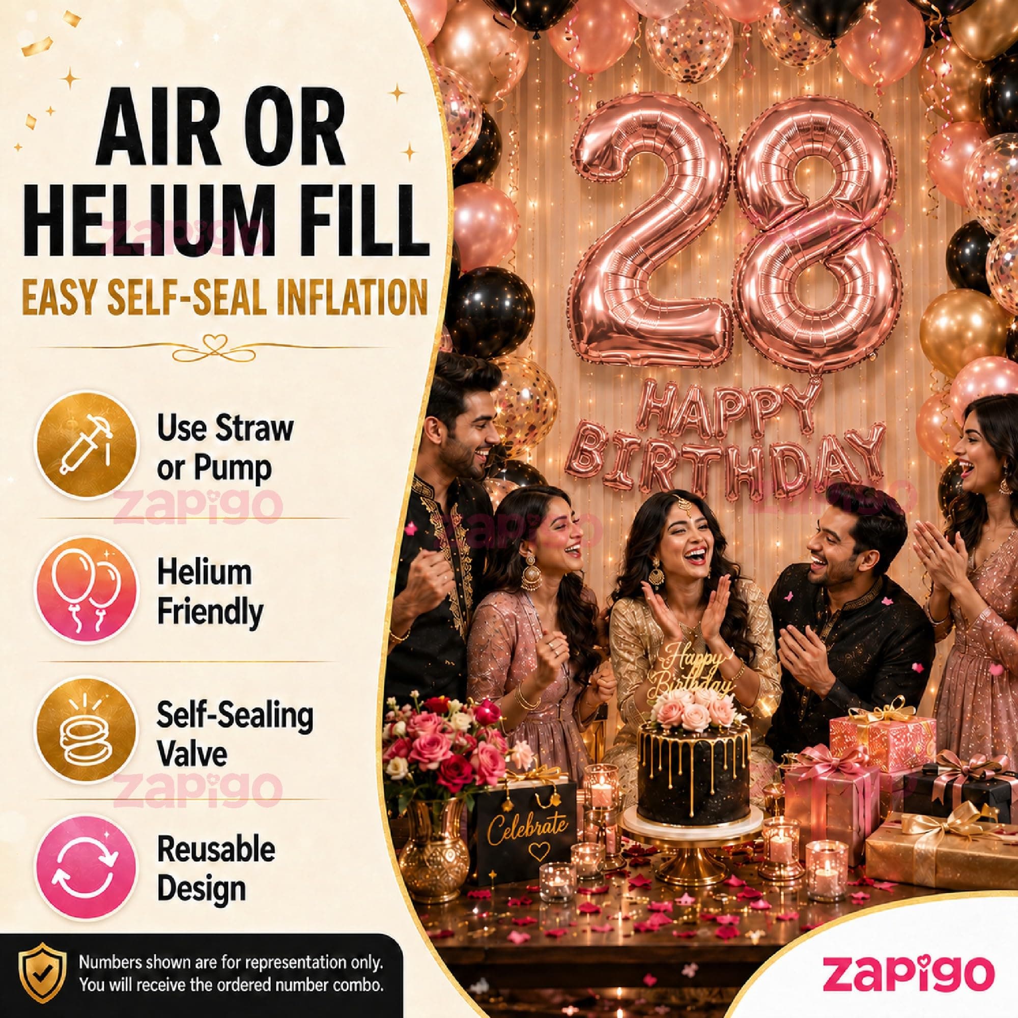 Balloonistics Rose Gold 40-Inch Foil Number 30 Balloon - Helium or Air Fill for 30th Birthday, Anniversary, Retirement Party Decoration, Photo Booth Backdrop, Cake Table Decor thumbnail 5
