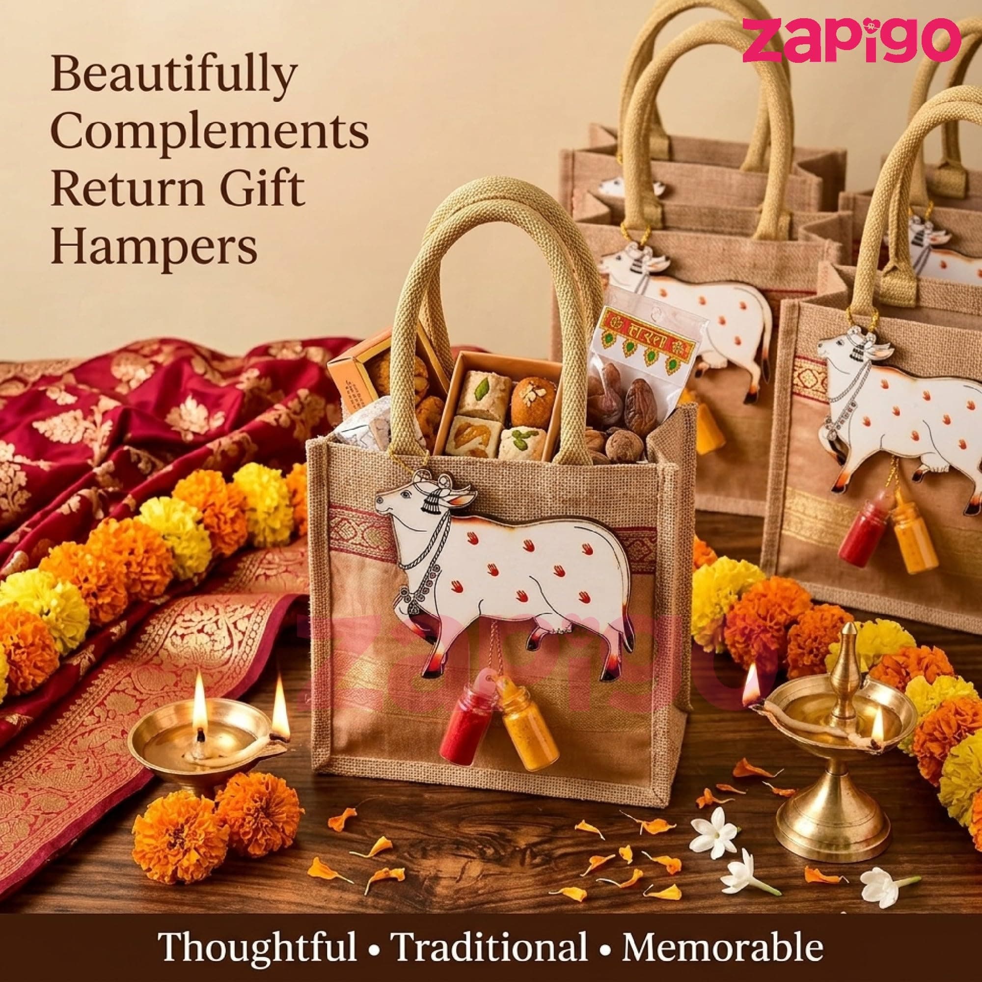 Habba Cow Design Haldi Kumkum Set, Pasupu Kumkum Dome Glass Bottle, Traditional Pooja Return Gift for Diwali, Navratri, Varalakshmi Vratham, Wedding & Festivals - Pack of 10 thumbnail 3