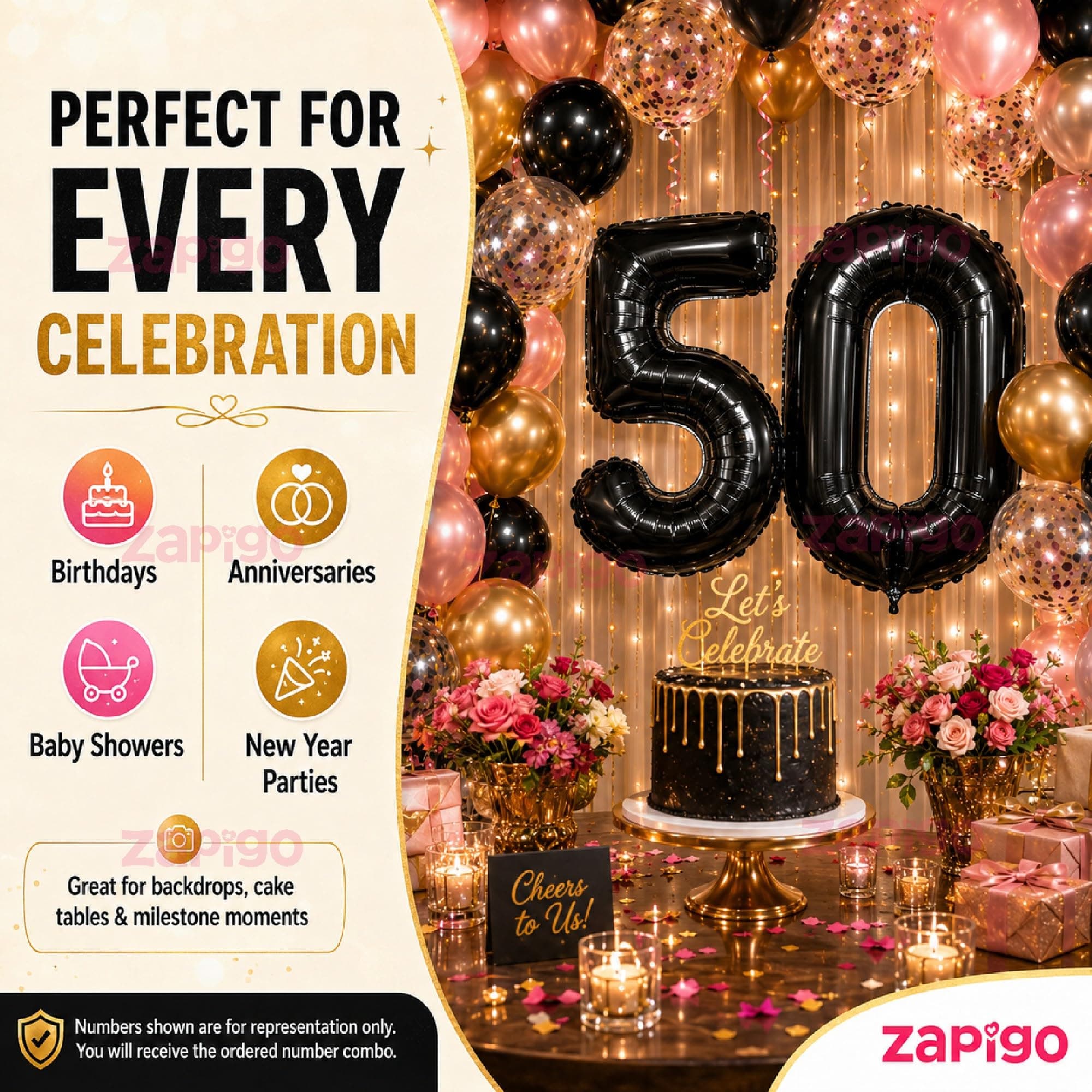 Balloonistics Black 40-Inch Foil Number 60 Balloon - Helium or Air Fill for 60th Birthday, Anniversary, Retirement Party Decoration, Photo Booth Backdrop thumbnail 4