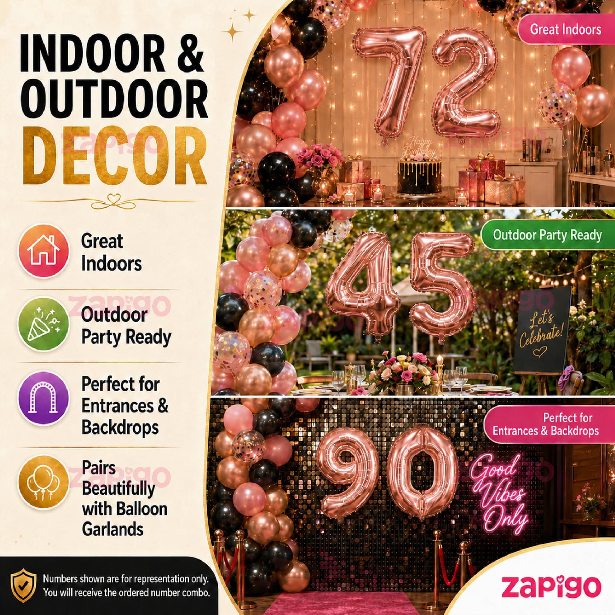 Balloonistics Rose Gold 40-Inch Foil Number 10 Balloon - Helium or Air Fill for 10th Birthday & Anniversary Party Decoration, Photo Booth Backdrop, Cake Table Decor thumbnail 8