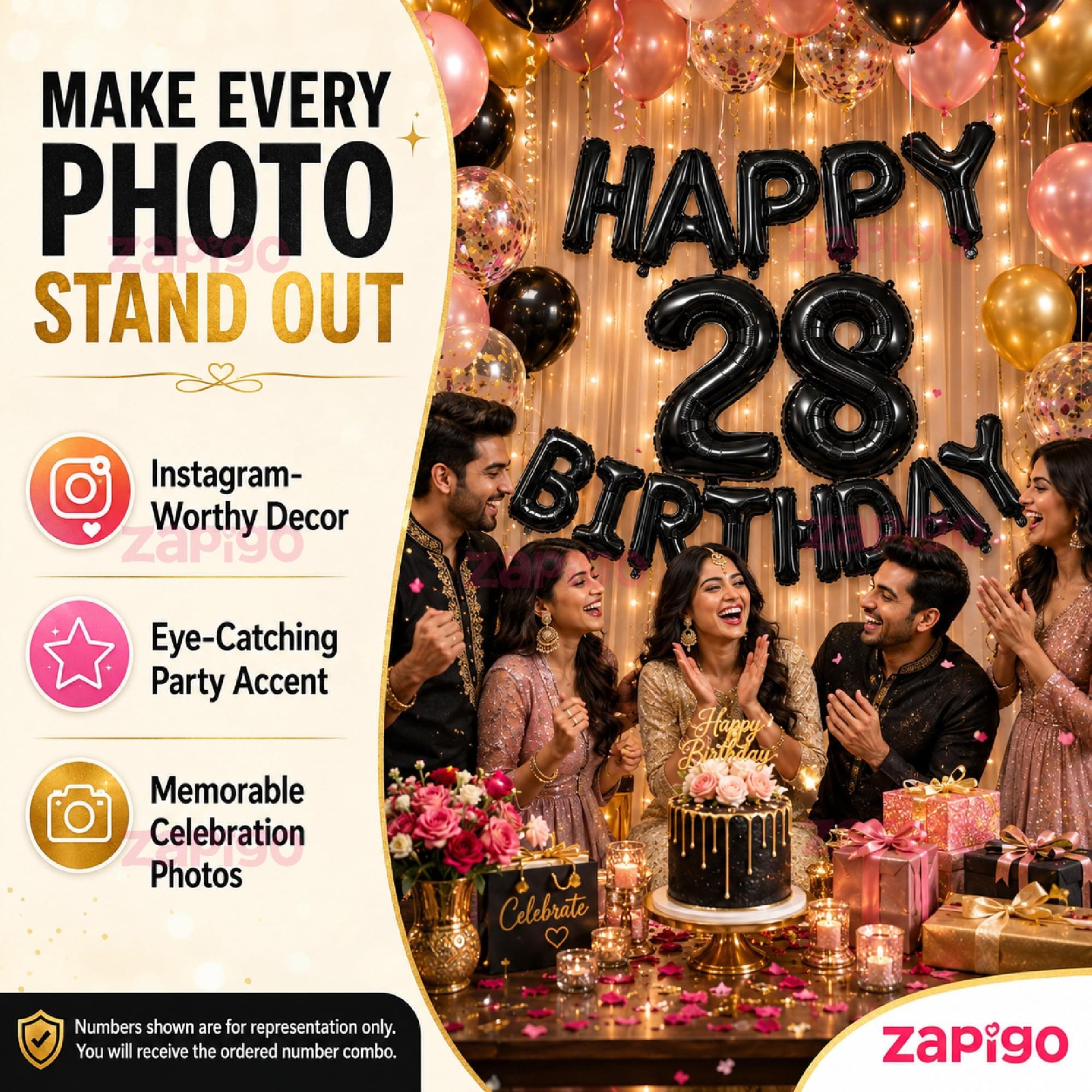 Balloonistics Black 40-Inch Foil Number 8 Balloon - Helium or Air Fill for 8th Birthday, Anniversary Party Decoration, Photo Booth Backdrop, Cake Table Decor thumbnail 2