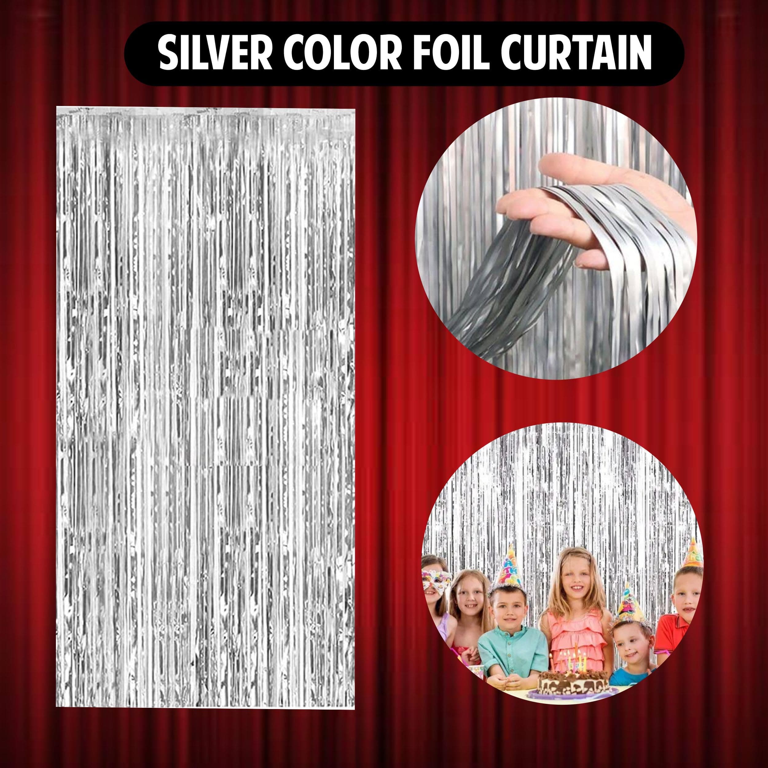 Balloonistics 40 Pcs Black, White & Silver Birthday Decoration Kit – Elegant Aesthetic Party Decor with Happy Birthday Banner, Foil Fringe Curtain, Metallic Balloons & Ribbons thumbnail 6