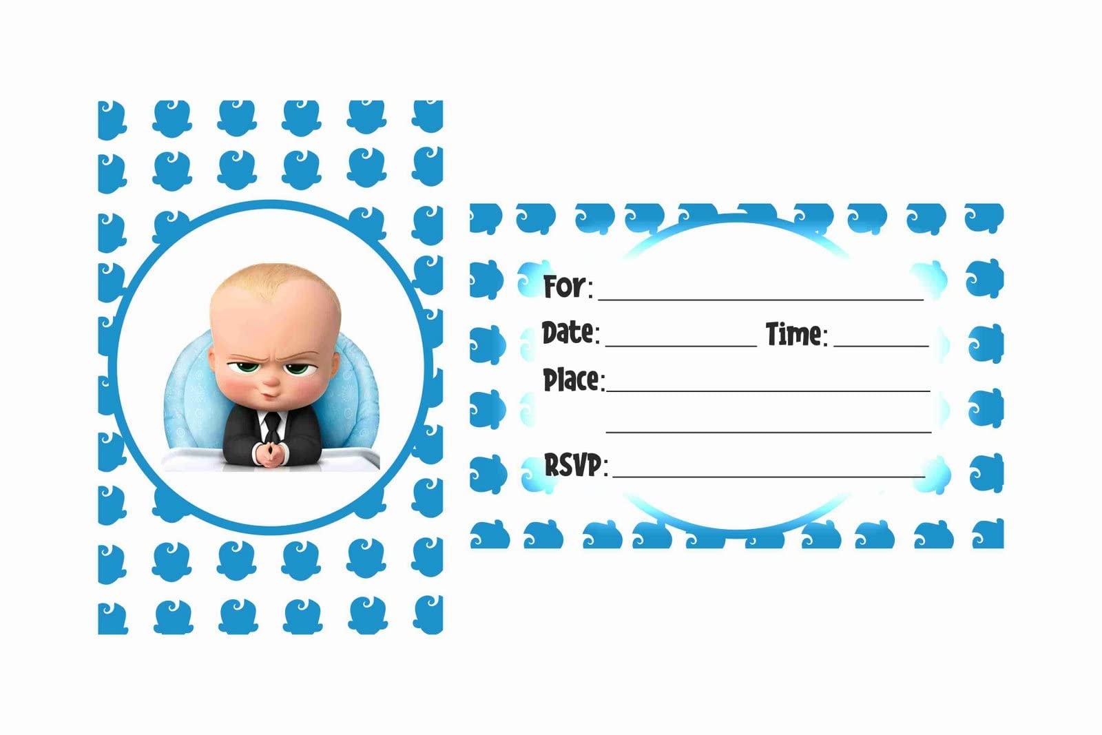 Balloonistics Baby Boss Theme Birthday Invitation Cards with Envelopes Premium Cardstock Invites Double-Sided Printing Party Supplies for Birthday (Invite Card - pack of 10)