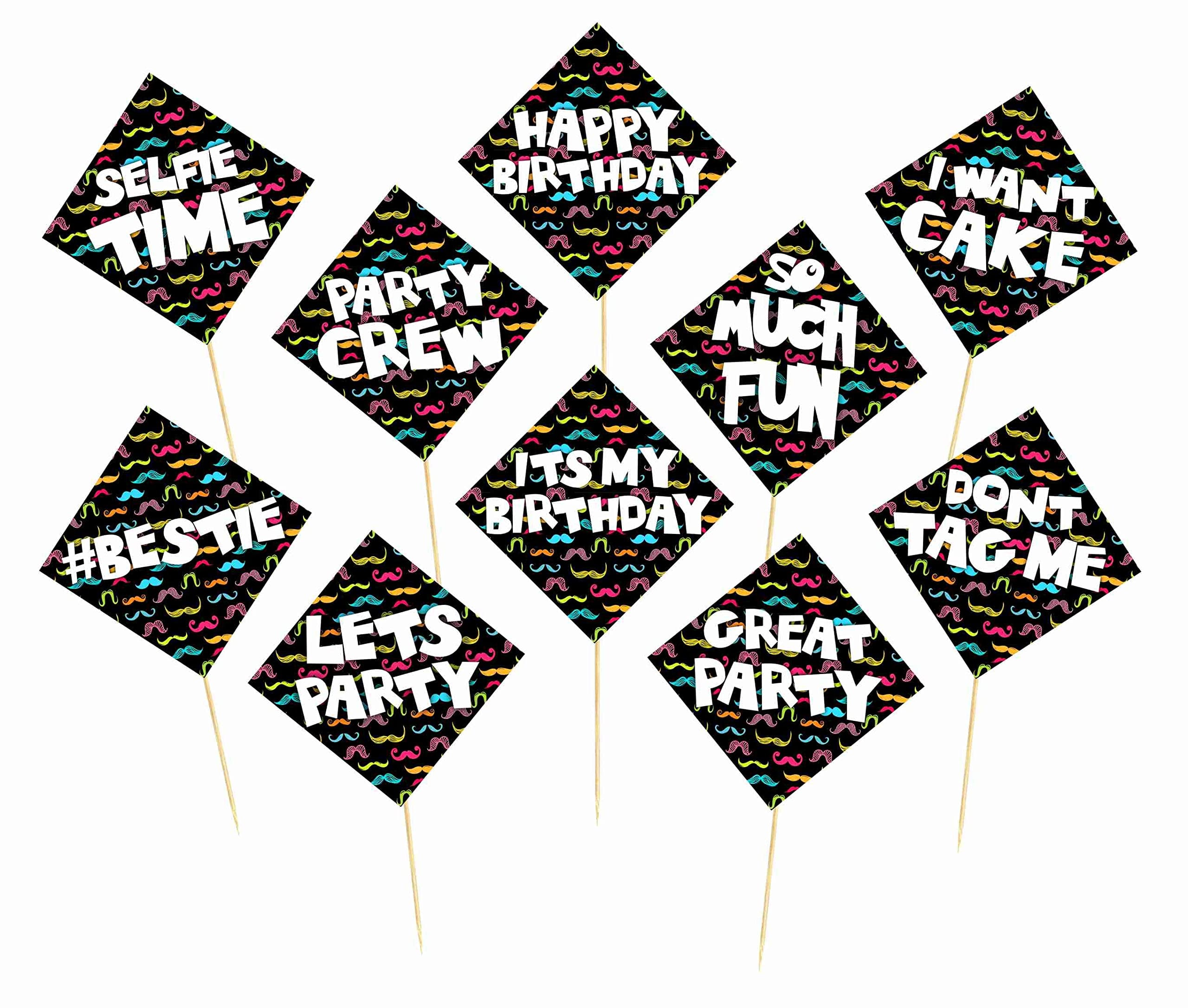 Balloonistics Mustache Photo Booth Props - Premium Cardstock "Little Man" Birthday Party Props Dapper Mustache & Bowtie Selfie Accessories with Bamboo Sticks Boys & Men’s Parties