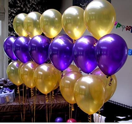 Balloonistics 50-Pack Metallic HD Purple & Gold Latex Balloons – Shiny Combo Balloons for Royal Theme, Milestone Birthday, Graduation & Elegant Party Decoration