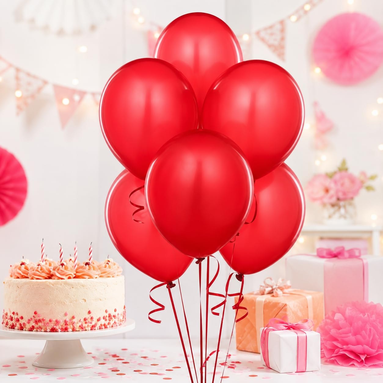 Balloonistics 50-Pack Metallic Red Shiny Latex Balloons – HD Red Balloons for Birthday, Valentine’s Day, Christmas & Vibrant Party Decoration