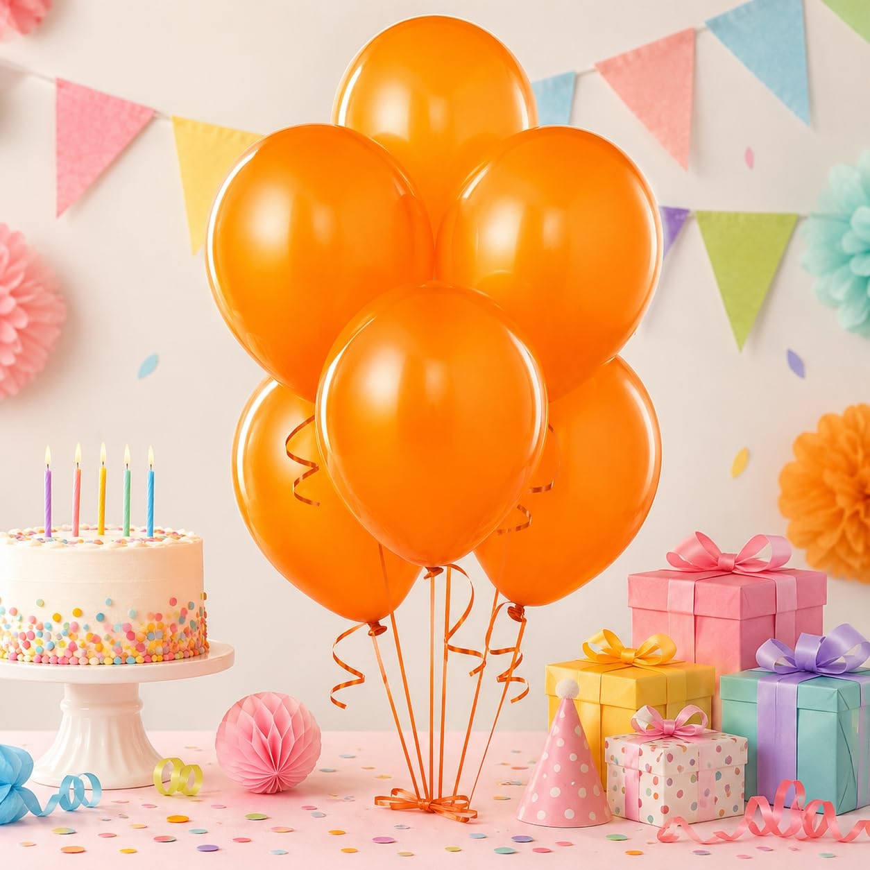 Balloonistics 10 Inch (Pack Of 50) Balloons for Birthday Decoration, Decoration for Weddings, Engagement, Baby Shower, 1st Birthday, Anniversary Party, Birthday Party supplies (Orange)