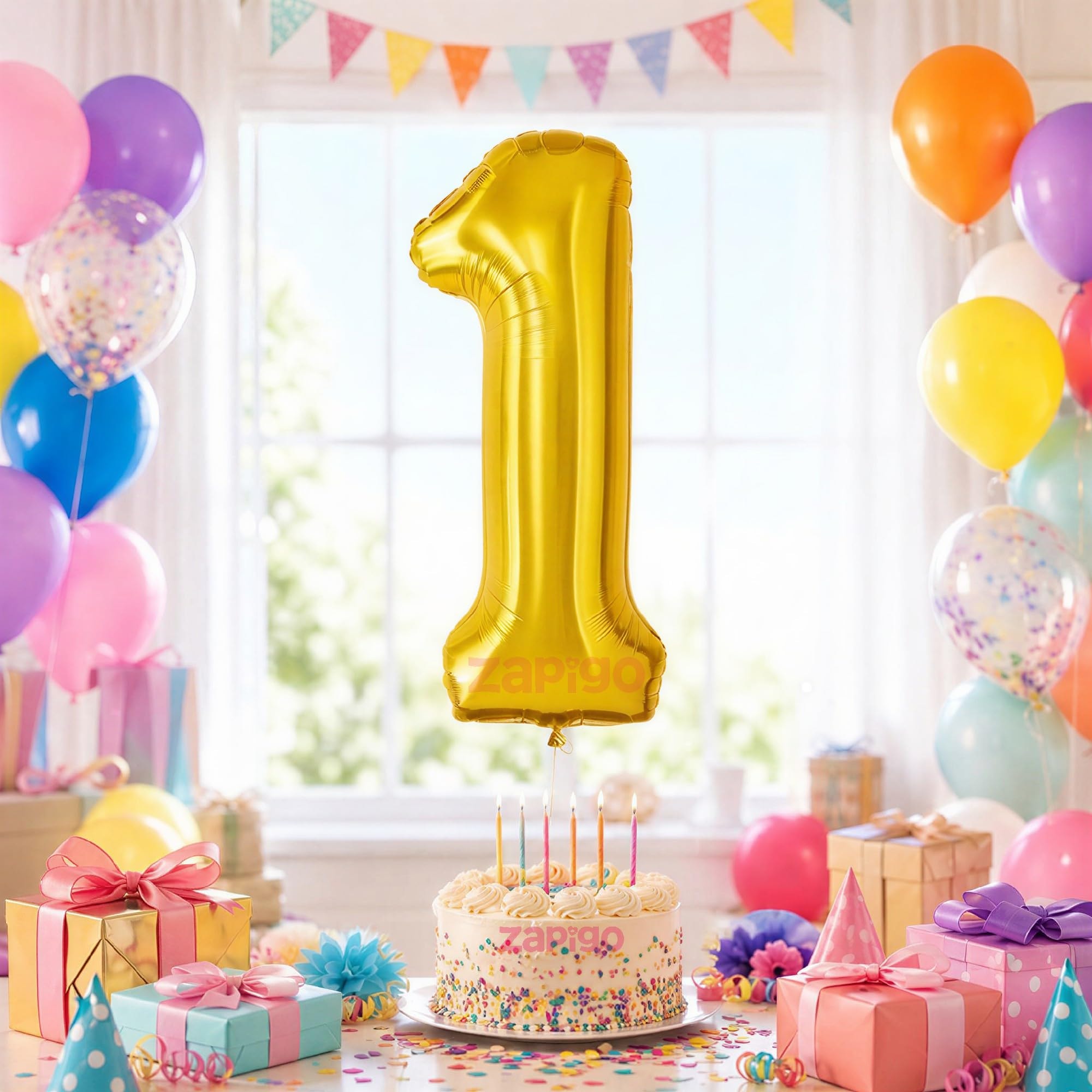 Balloonisctics Gold Balloon Number for Party Decoration Choose Numbers Make Your Own Custom Numbers for Party with 16 inch Golden Color Foil Numbers (Number 1)