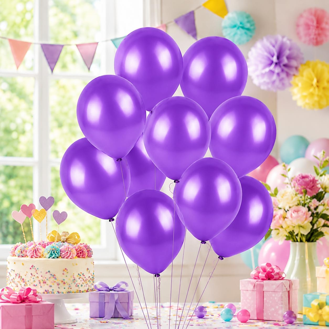 Balloonistics 10 Inch (Pack Of 50) Balloons for Birthday Decoration, Decoration for Weddings, Engagement, Baby Shower, 1st Birthday, Anniversary Party, Birthday Party supplies (Purple)