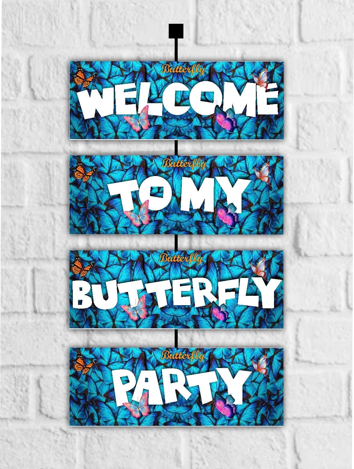 Balloonistics Butterfly Theme Birthday Welcome Board - 2.3 Feet Large Cardstock Entrance Sign for Outdoor & Indoor - Elegant Pink, Gold & Purple Enchanted Garden Party Decor (Welcome Outdoor Board)