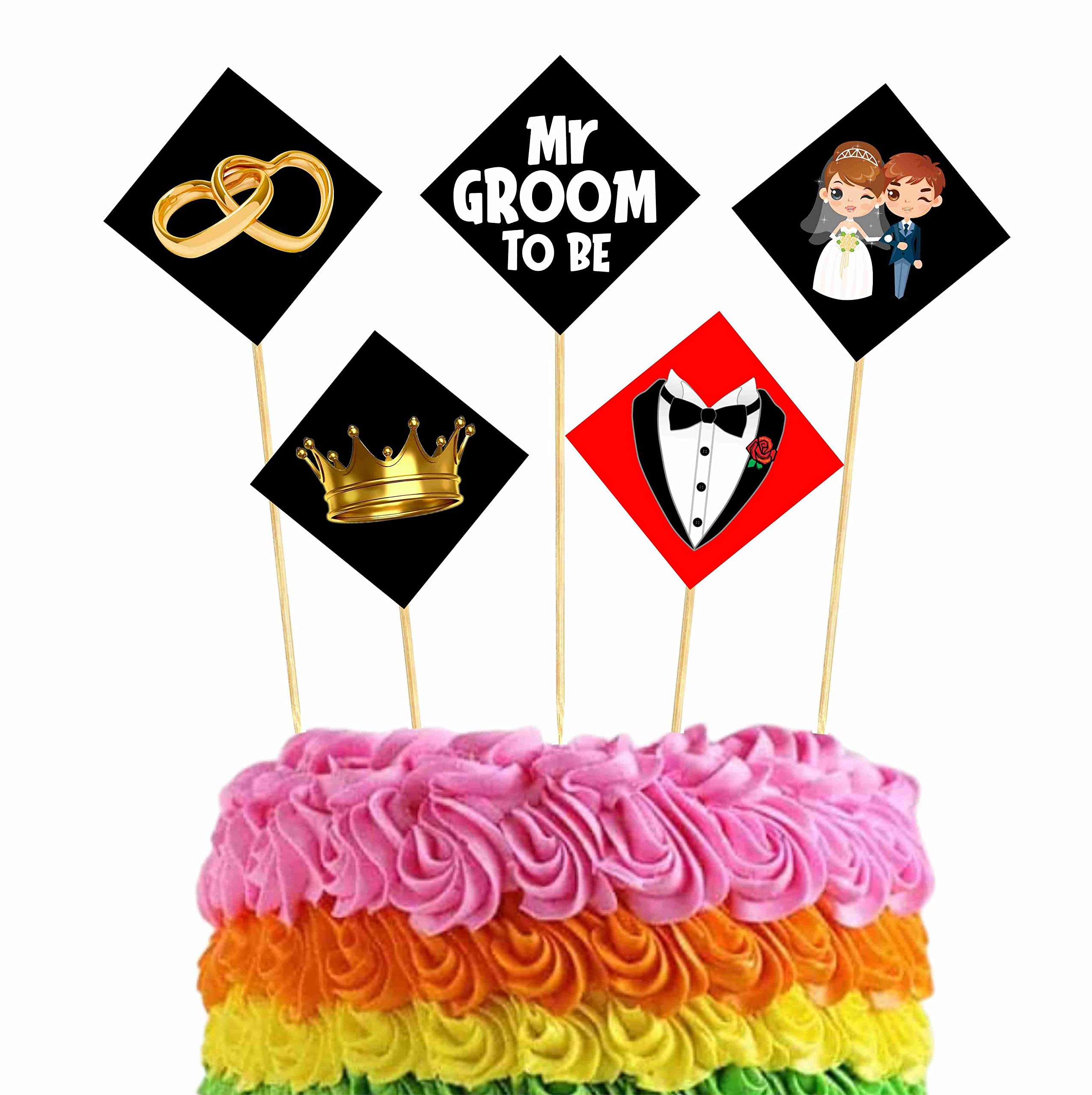 Balloonistics Groom to Be Cake Toppers -Bachelor Party & Engagement Cake Decorations - Premium Cardstock Tuxedo & Dapper Theme Figures on Bamboo Sticks (Cake Topper - Pack of 10)