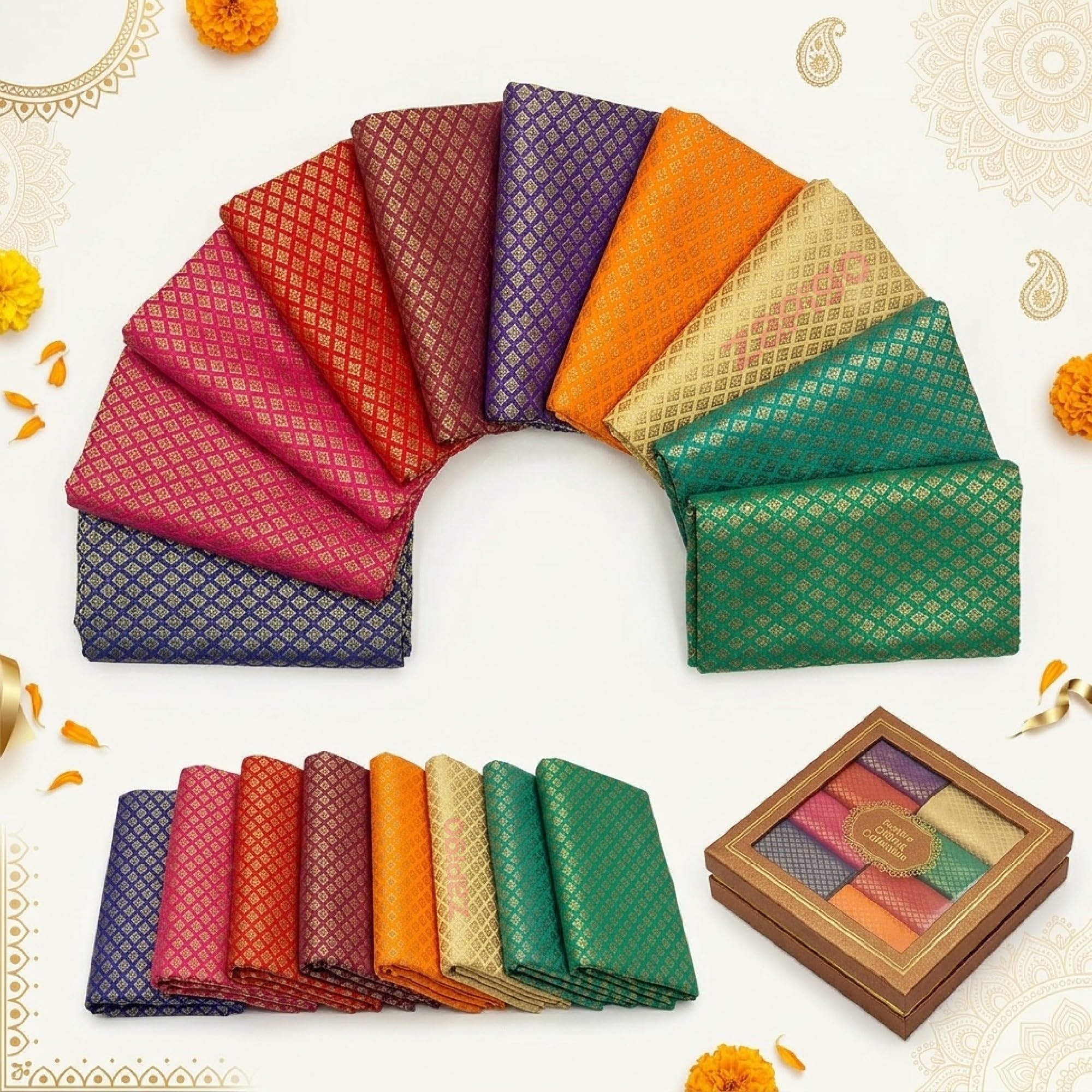 Habba Blouse Piece Set for Women, Silk Blend Fabric, Traditional Haldi Kumkum & Tambulam Return Gift for Weddings, Festivals, Varalakshmi Vratham, Navratri, Housewarming, Baby Shower - Pack of 5