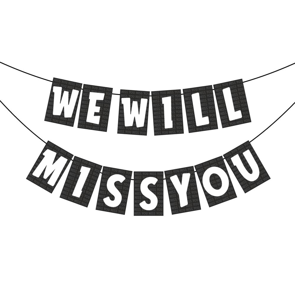 Balloonistics We Will Miss You Banner - Premium Cardstock Farewell & Retirement Decoration Backdrop - Vibrant Multicolor "Good Luck" Bunting with Satin Ribbon for Office, School & Home Parties (Miss You Banner)