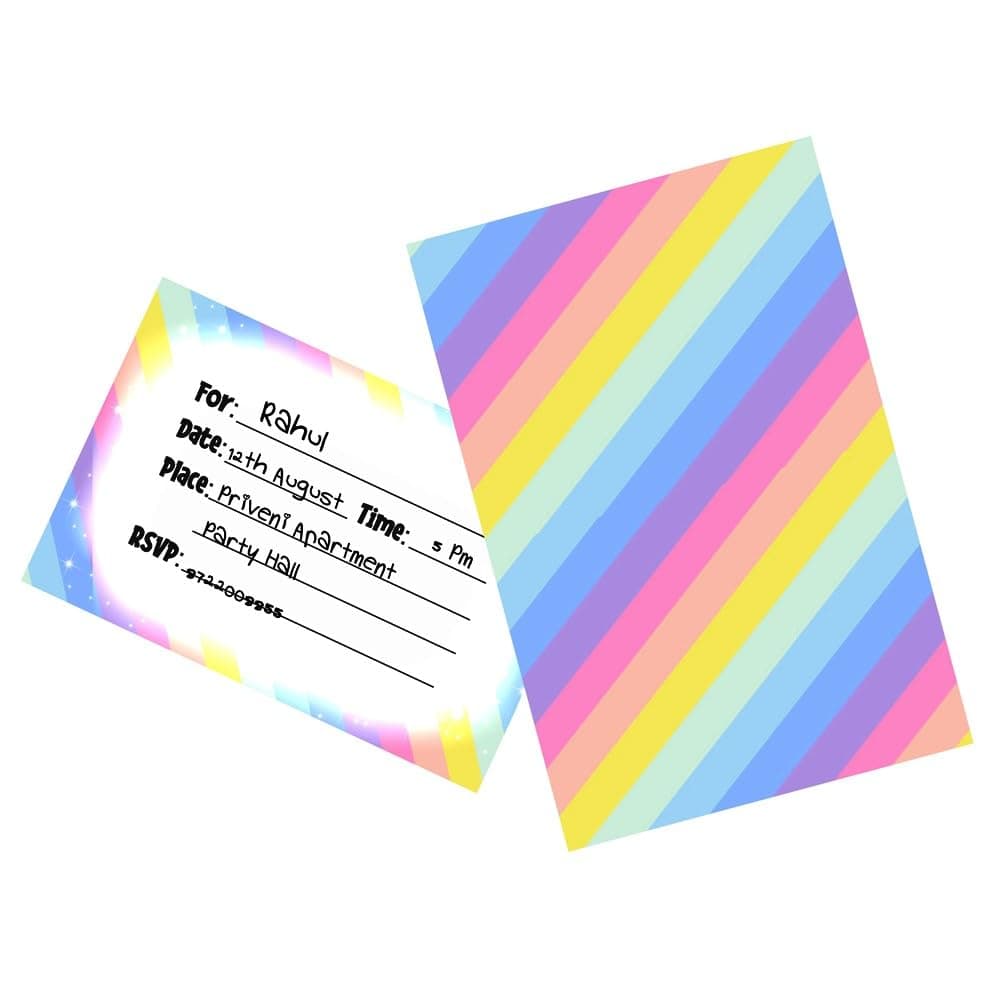 Balloonistics Pastel Colors Birthday Invitation Cards - Pack of 10 - Double-Sided Premium Cardstock Invites for Kids & Adults - Aesthetic Macaron Theme Party Supplies for Girls & Boys (Invite Cards - Pack of 10)