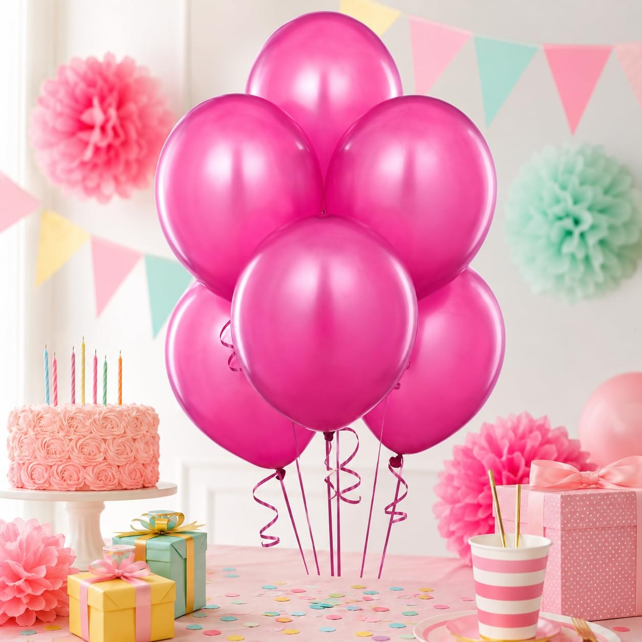Balloonistics 25-Pack Metallic Pearl Finish Pink Latex Balloons – Shiny Blush Pink Balloons for Girls Birthday, Baby Shower, Bridal Shower & Feminine Party Decoration