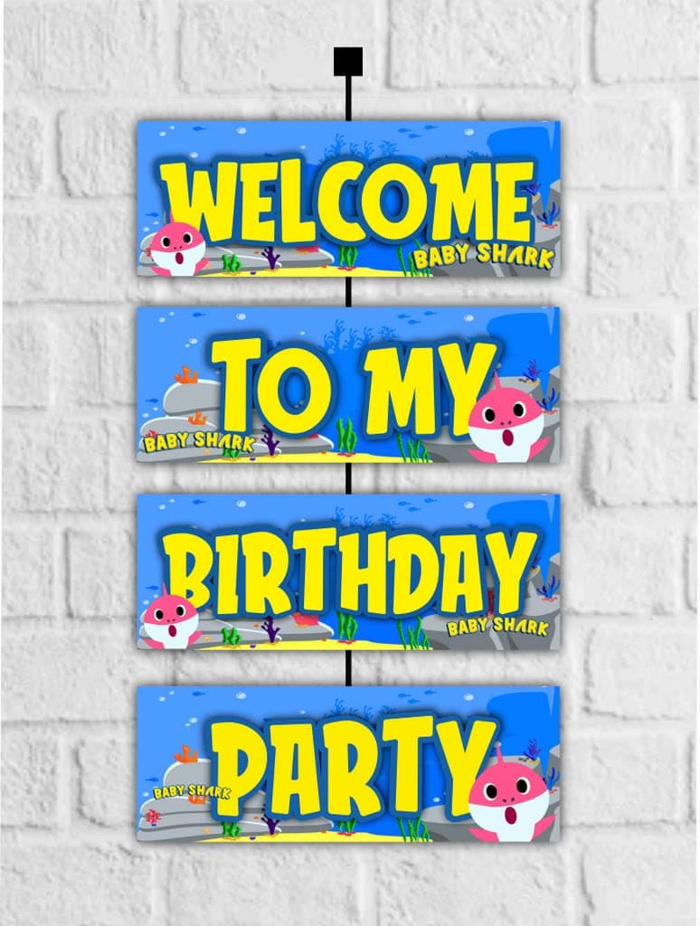 Balloonistics Little Shark Theme Welcome Board 2.3 Feet Large Cardstock Entrance Sign for Kids Birthday Party Indoor and Outdoor Decor (Welcome Outdoor Board)