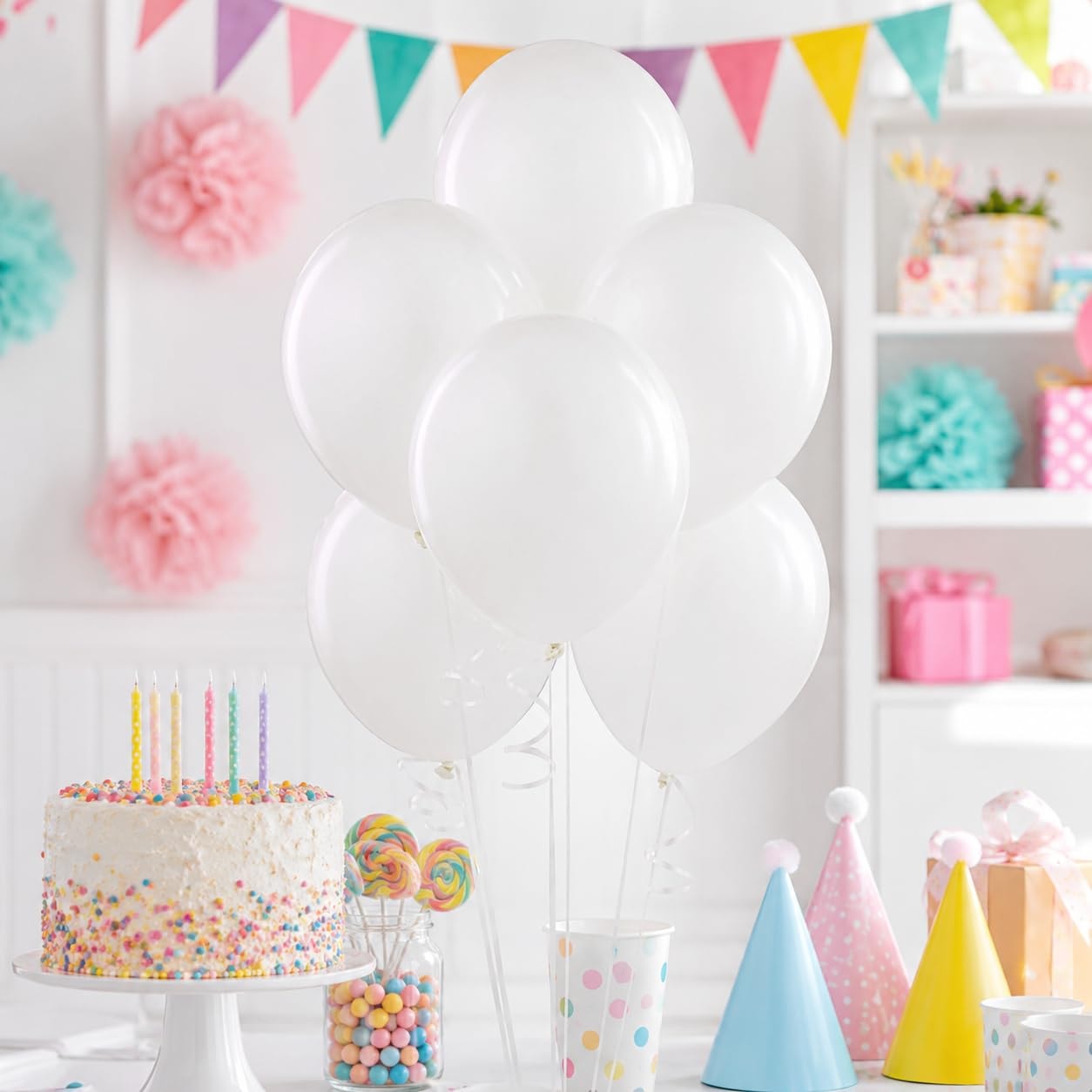 Balloonistics 25-Pack Metallic Pearl Finish White Latex Balloons – Shiny Pearlescent White Balloons for Wedding, Baby Shower, Christening & Elegant Party Decoration