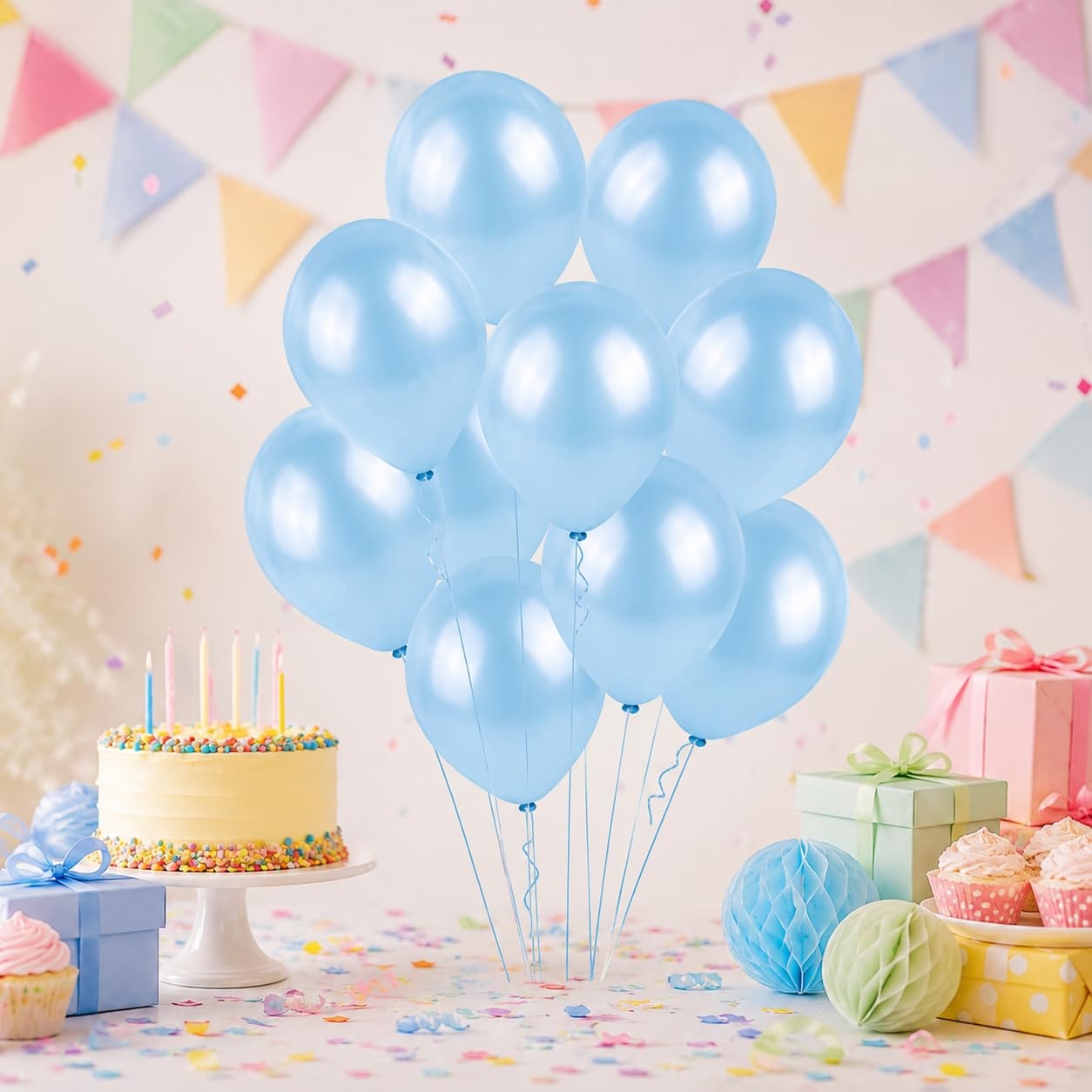 Balloonistics 10 Inch (Pack Of 50) Balloons for Birthday Decoration, Decoration for Weddings, Engagement, Baby Shower, 1st Birthday, Anniversary Party, Birthday Party supplies (Light Blue)